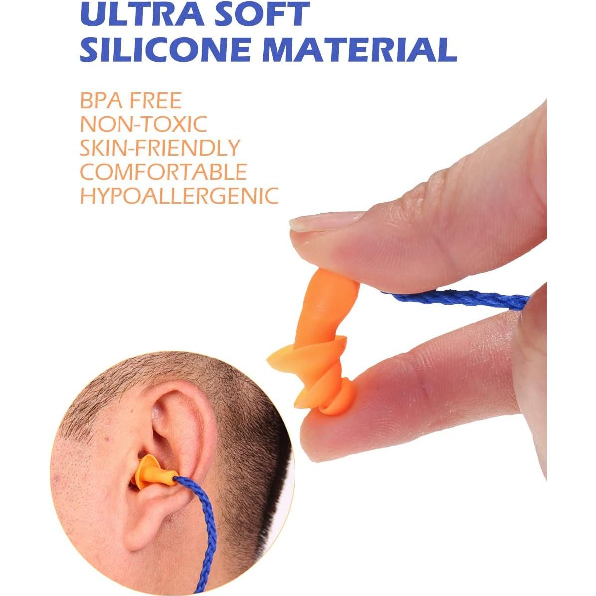 12 Pares de Tapones de Silicona BUYBUYGO con Cable Reutilizables