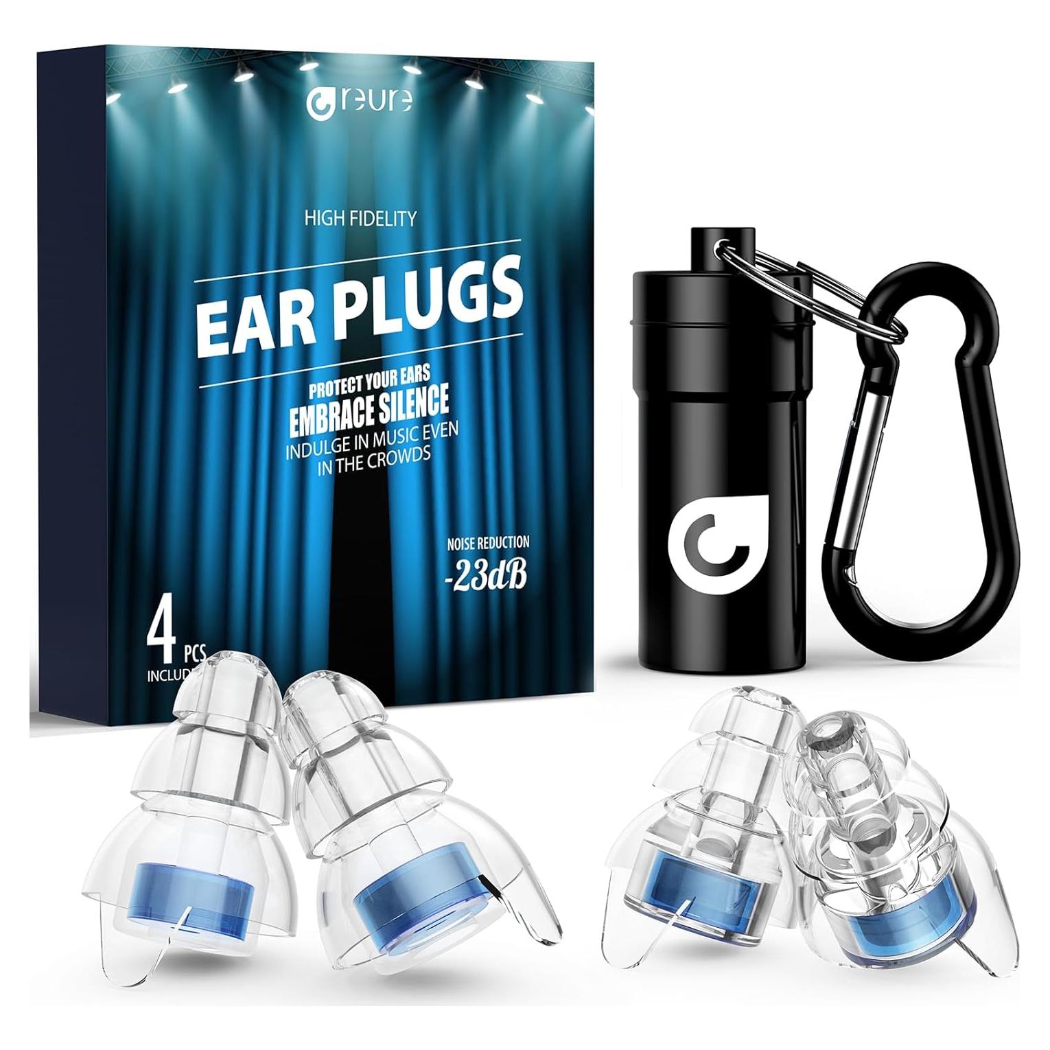 Tapones de Oídos de Alta Fidelidad Silicona 23 dB - 2 Pares