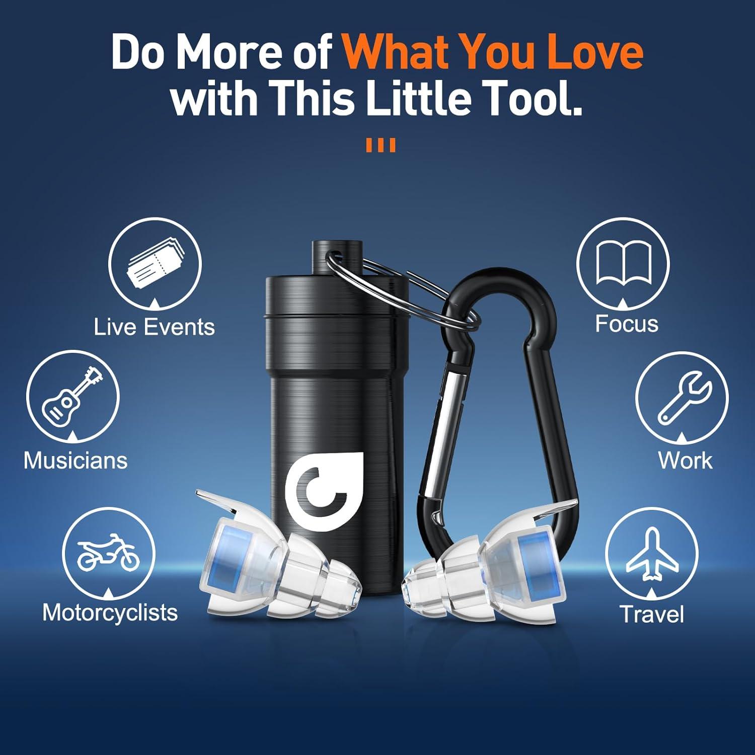 Tapones de Oídos de Alta Fidelidad Silicona 23 dB - 2 Pares