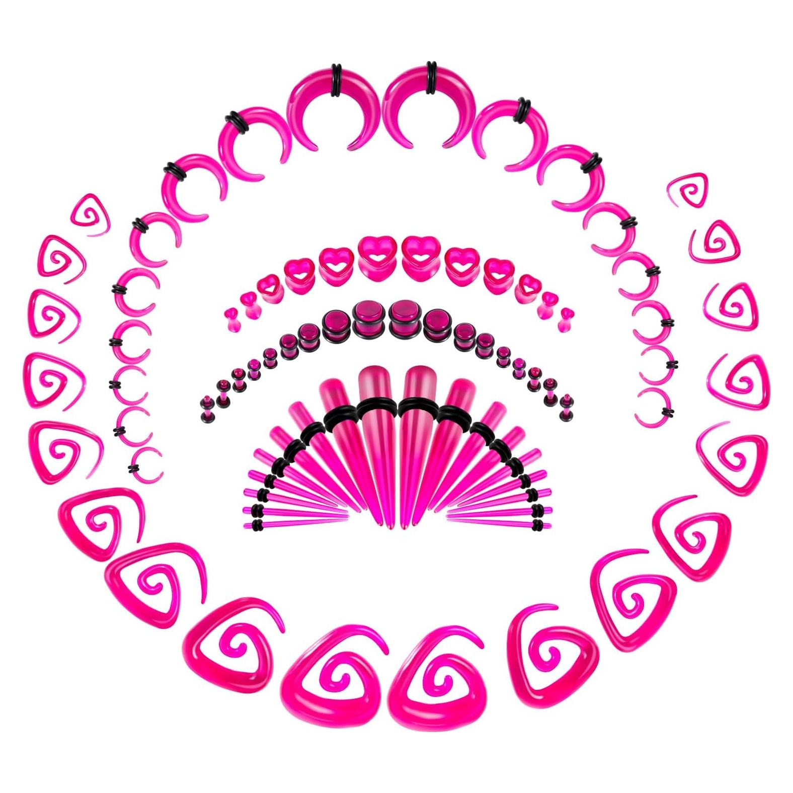 Kit de Estiramiento de Orejas ONESING 84 Piezas 14G-00G Acrílico