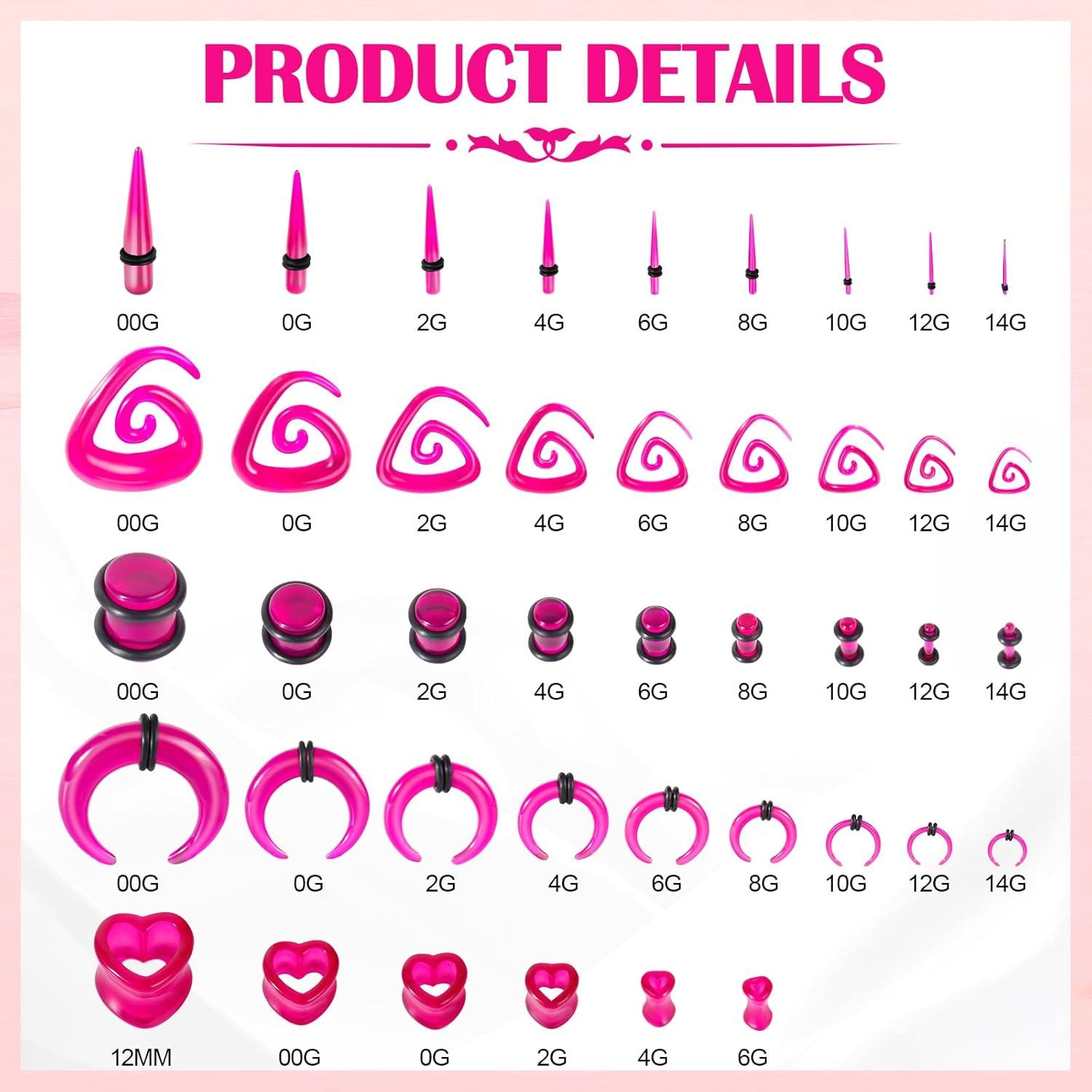 Kit de Estiramiento de Orejas ONESING 84 Piezas 14G-00G Acrílico