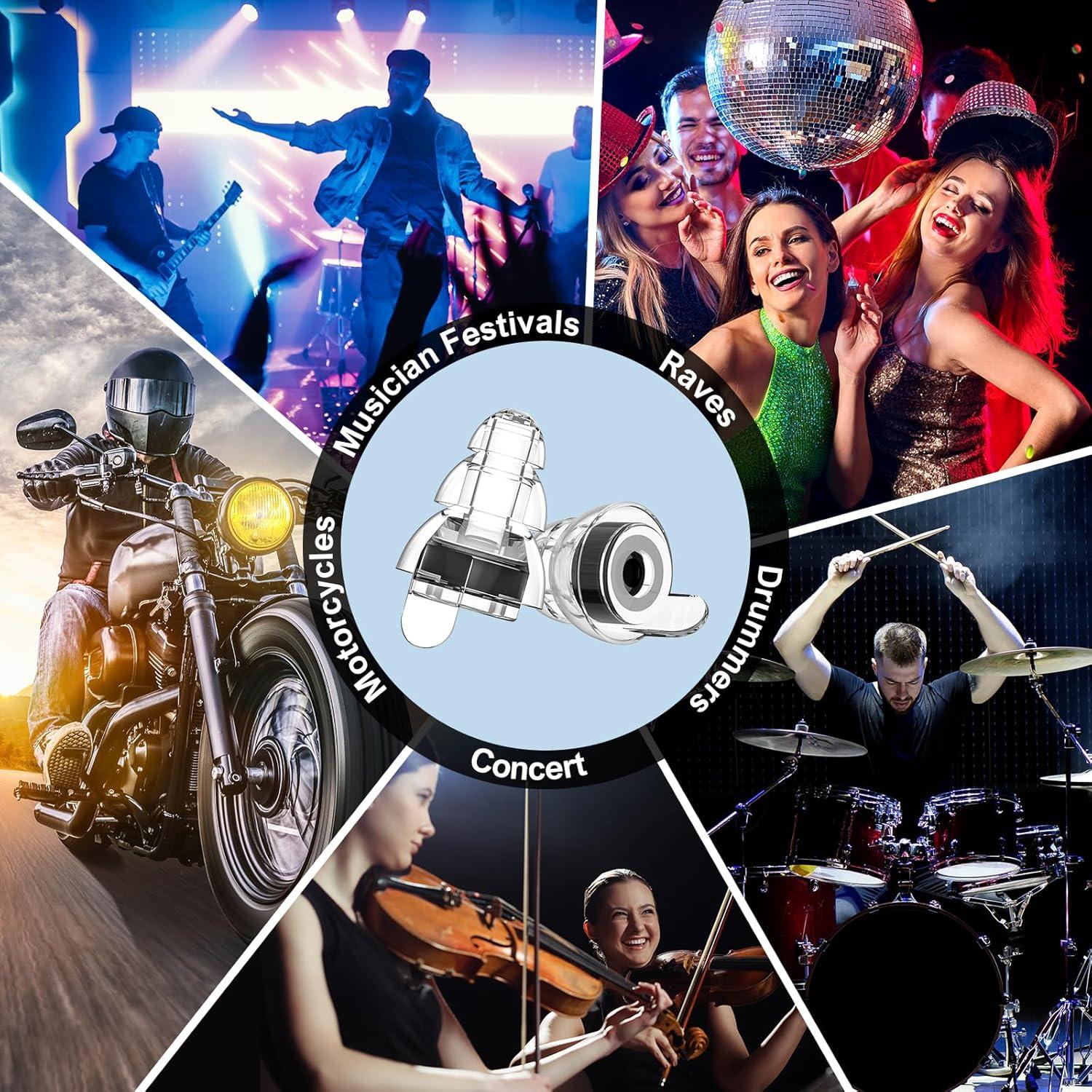 Tapones para oídos YomauiYee alta fidelidad 24dB - 2 pares negro