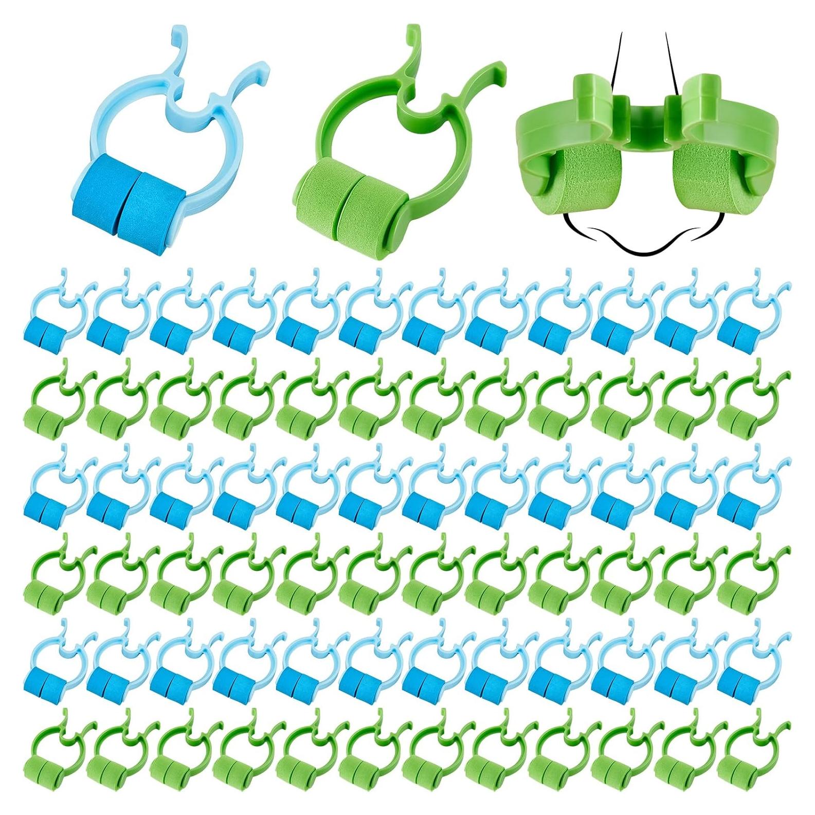 Clips Nasales para Hemorragias Fabbay - 100 Pcs, Azul y Verde