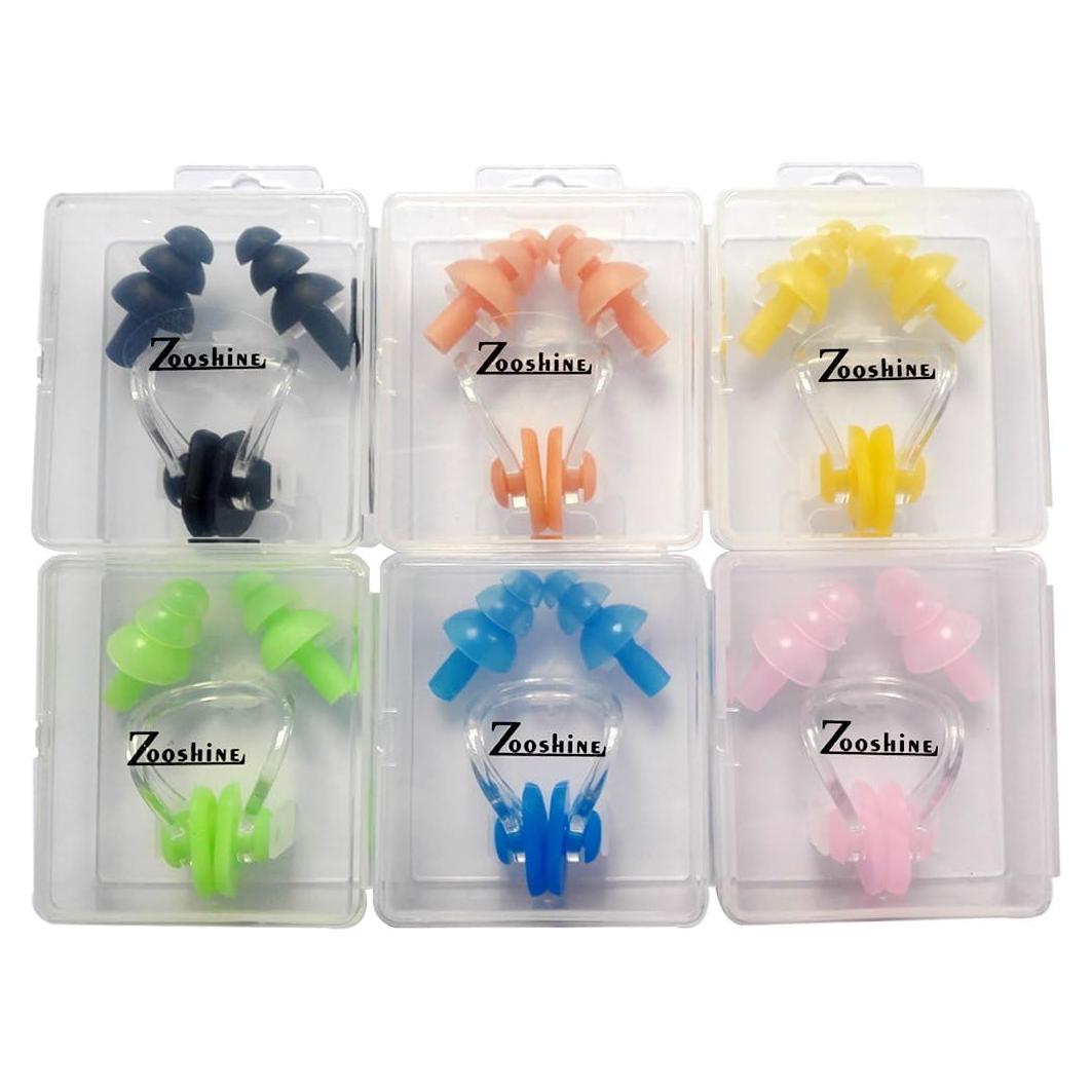 Zooshine 6 Juegos de Tapones de Oído y Clip para Nariz Silicona