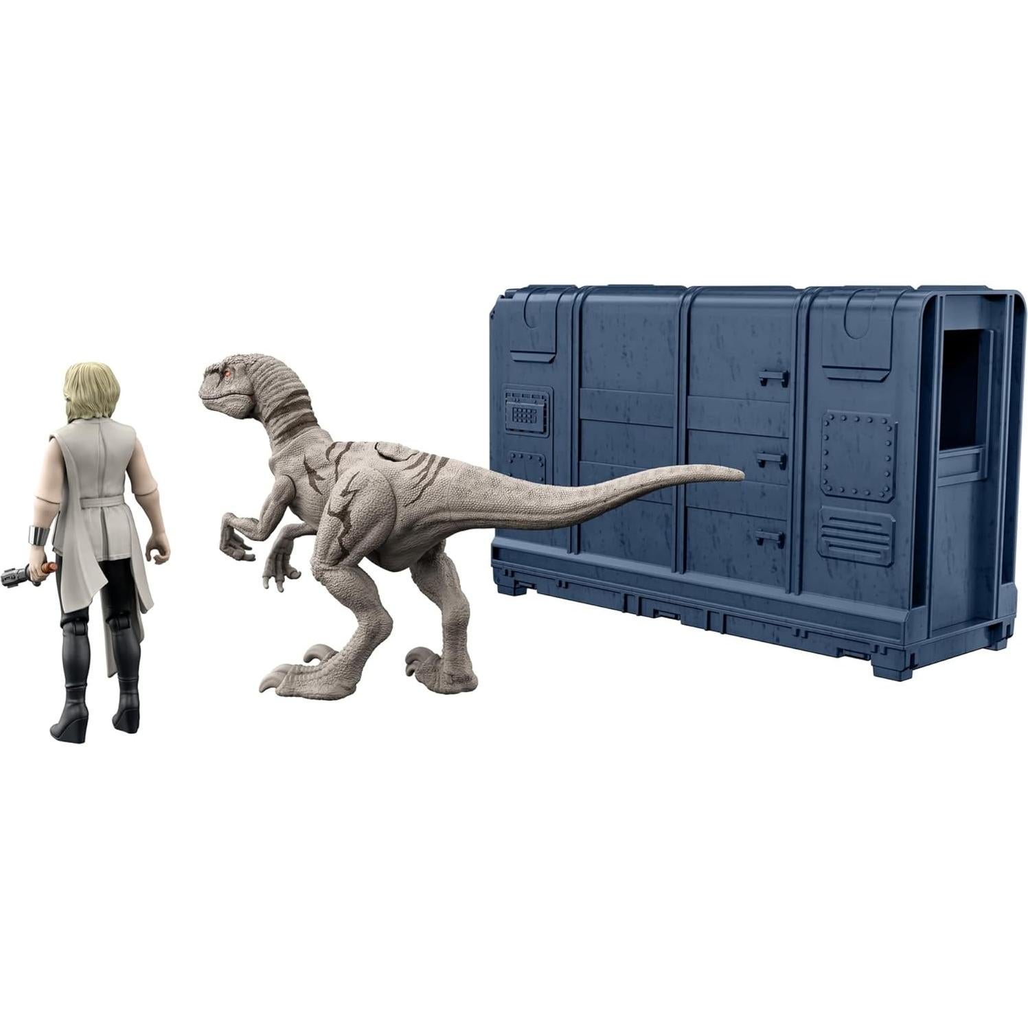 Jurassic World HFG63 Cage and Fury Dinosaur Set (9.5 cm) with 1 Exclusive Soyona Figure, 1 Atrociraptor Figure and Special Unit, Children's Toy, Ages 4 and Above