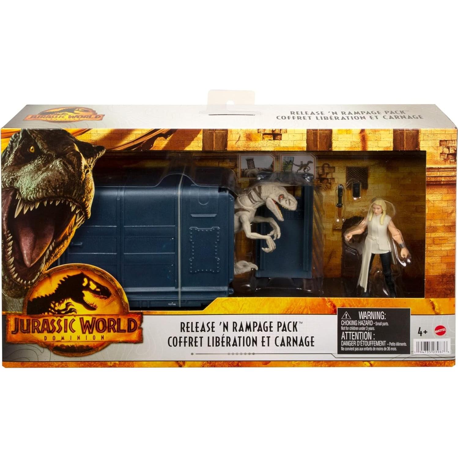 Jurassic World HFG63 Cage and Fury Dinosaur Set (9.5 cm) with 1 Exclusive Soyona Figure, 1 Atrociraptor Figure and Special Unit, Children's Toy, Ages 4 and Above