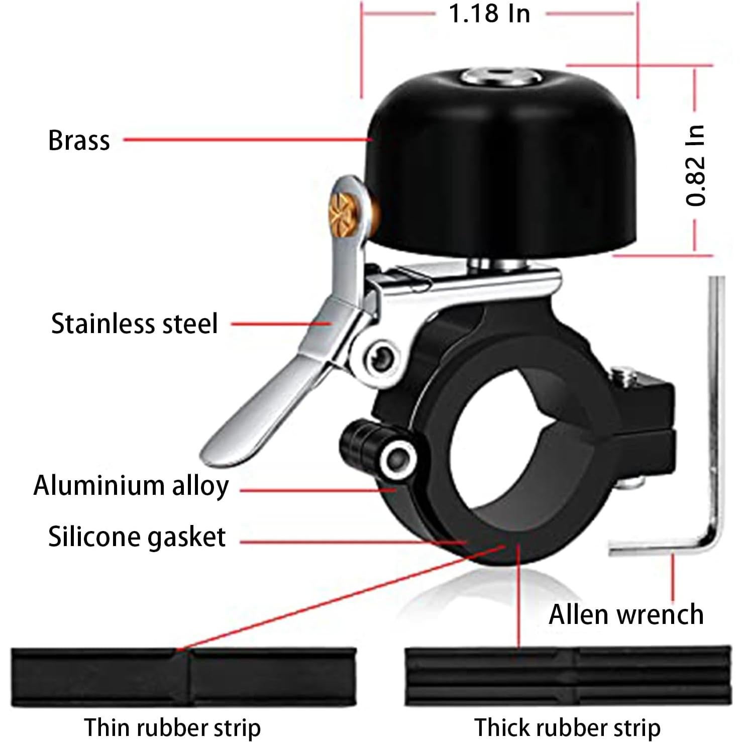 Campana de Bicicleta Greallthy D011, Sonido Fuerte 80dB, 22.2-31.8mm