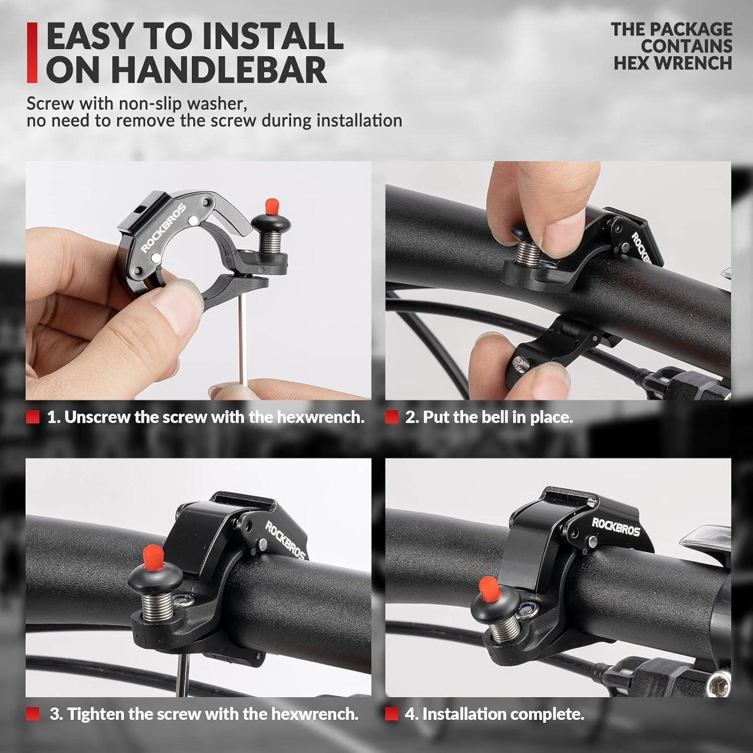 Timbre de bicicleta ROCKBROS oculto 100dB para manillar 22.2mm