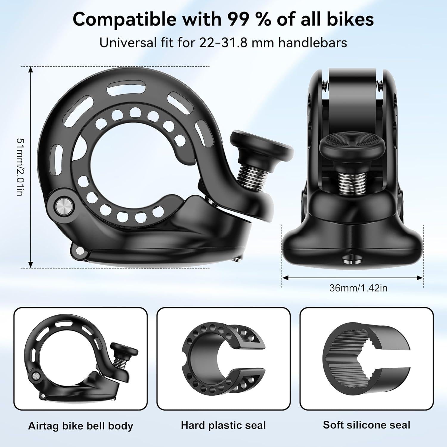 Campana de Bicicleta CITYWAY BT-03 con AirTag Oculto, Impermeable