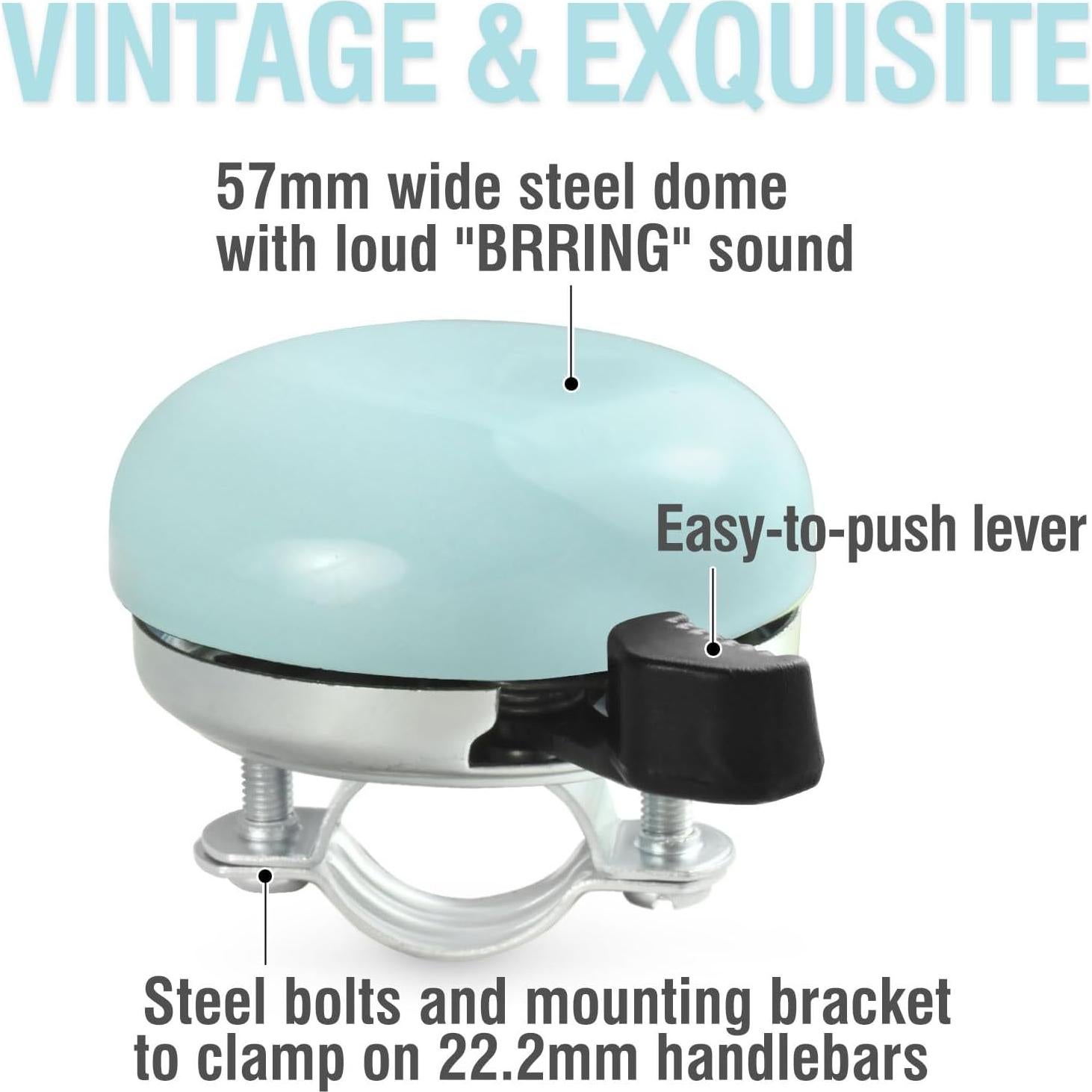 Timbre de Bicicleta MARQUE Cruiser 57mm Acero Azul Clásico