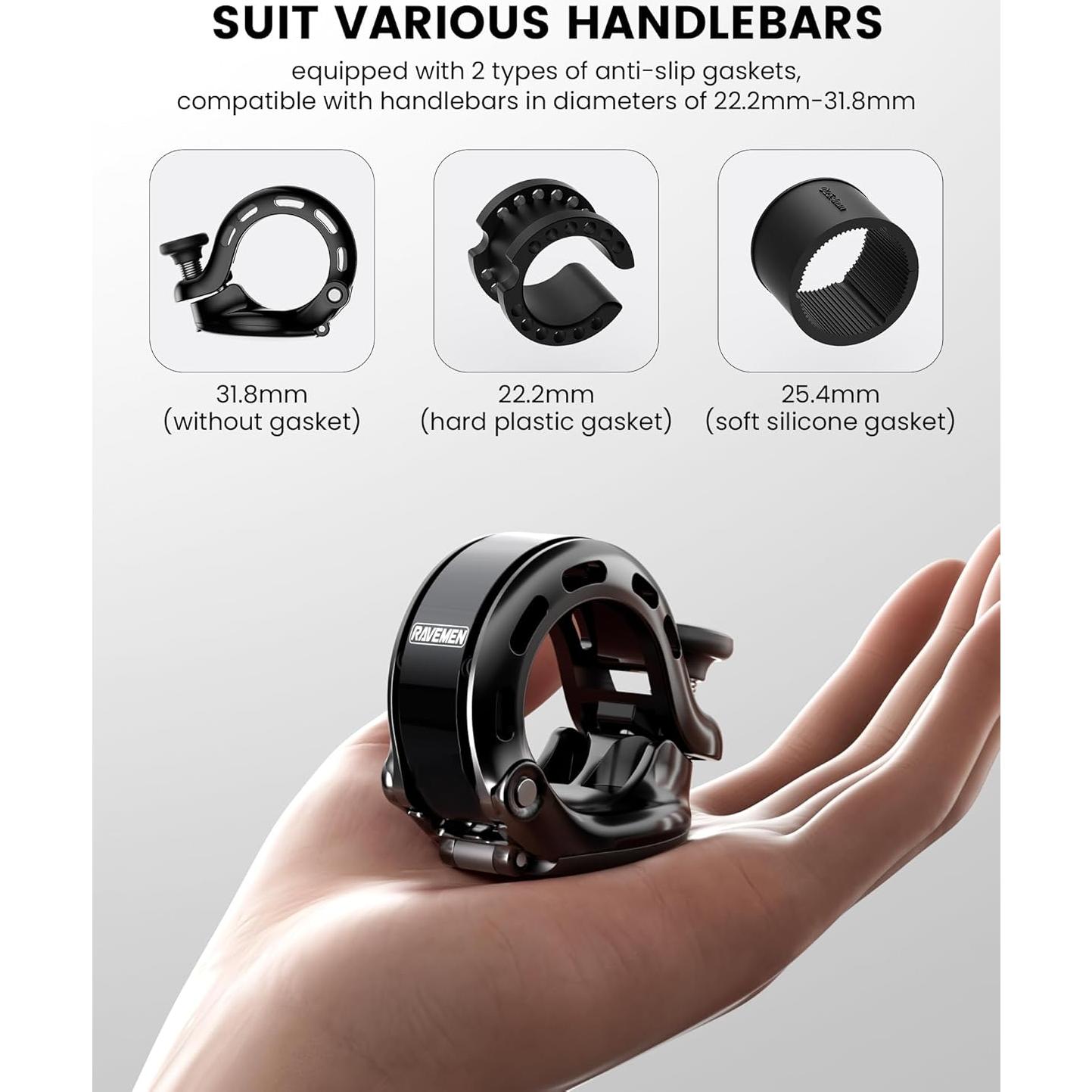 Timbre de Bicicleta RAVEMEN Q2 Compatible con AirTag