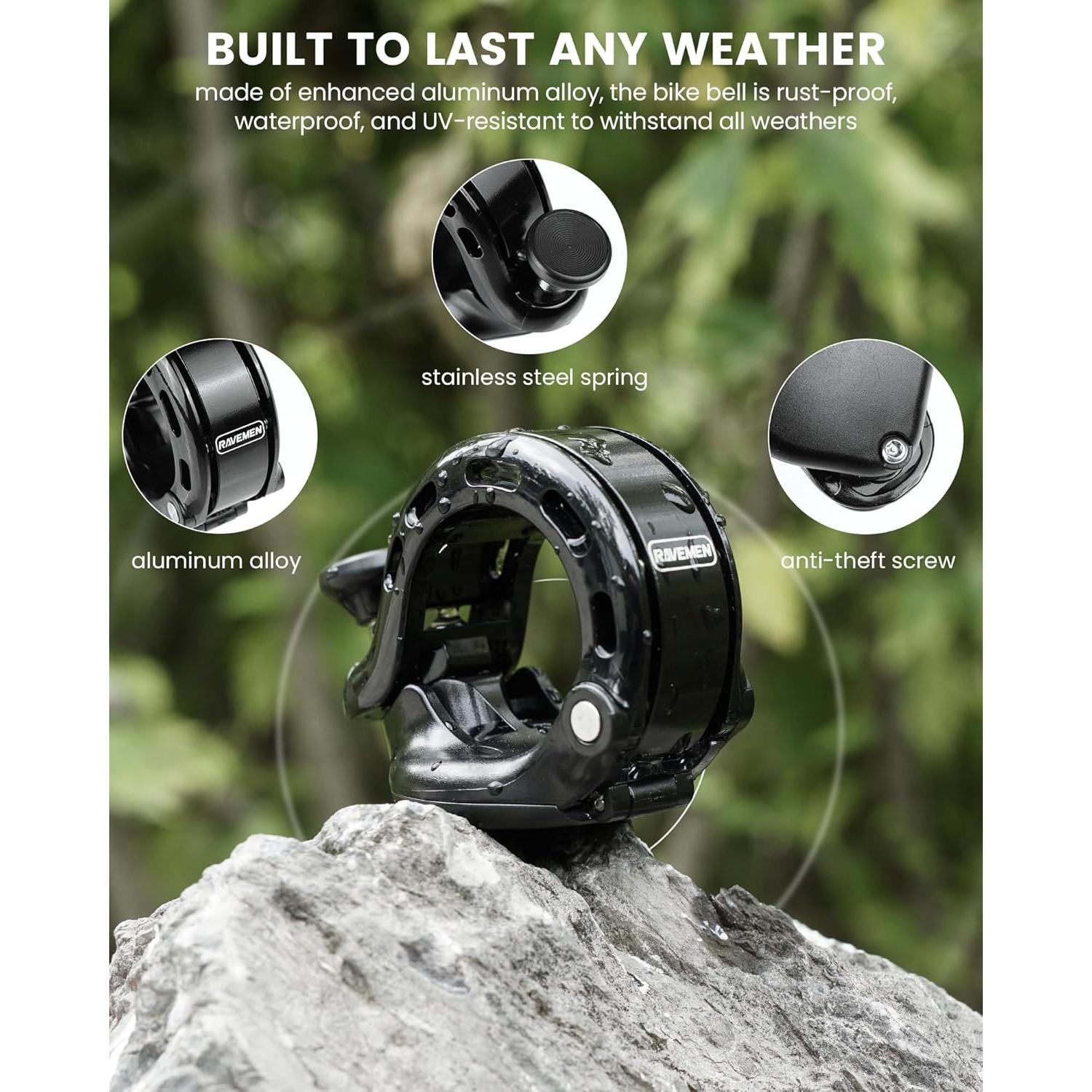 Timbre de Bicicleta RAVEMEN Q2 Compatible con AirTag