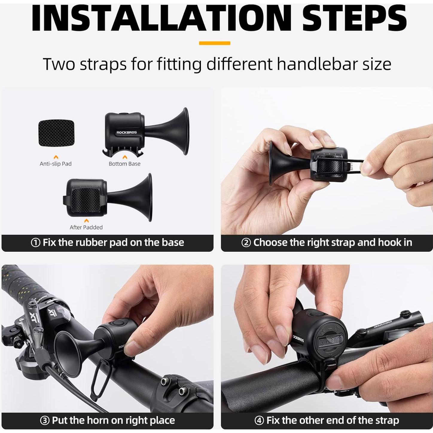 Claxon Eléctrico ROCKBROS 120dB para Bicicleta IPX4