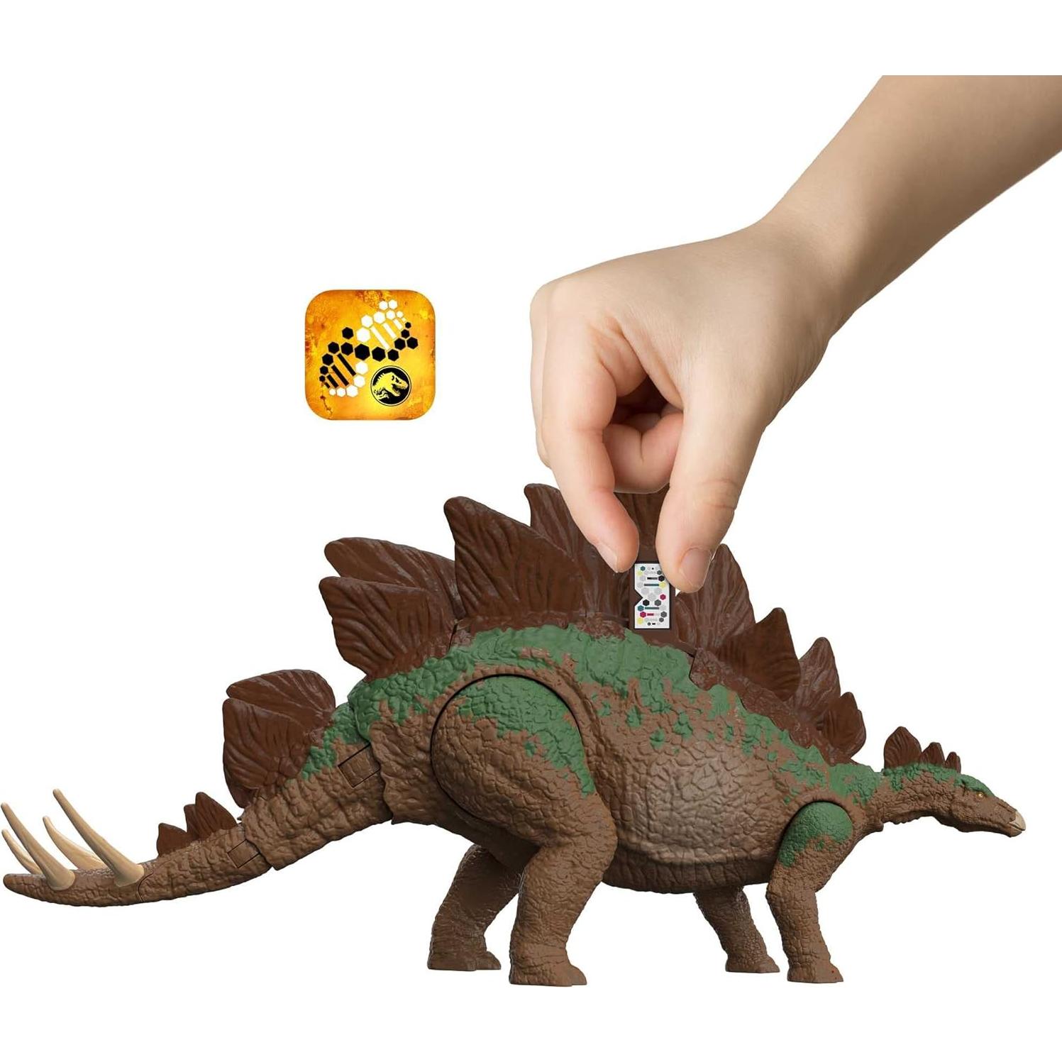 Jurassic World HHK91 A New Age Legacy Collection Dr Sarah Harding with Large and Small Stegosaurus Dinosaur, Authentic and Articulated Figures, 9.5 cm, Age 4+