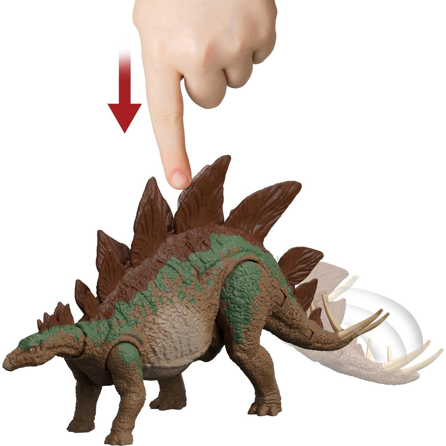 Jurassic World HHK91 A New Age Legacy Collection Dr Sarah Harding with Large and Small Stegosaurus Dinosaur, Authentic and Articulated Figures, 9.5 cm, Age 4+
