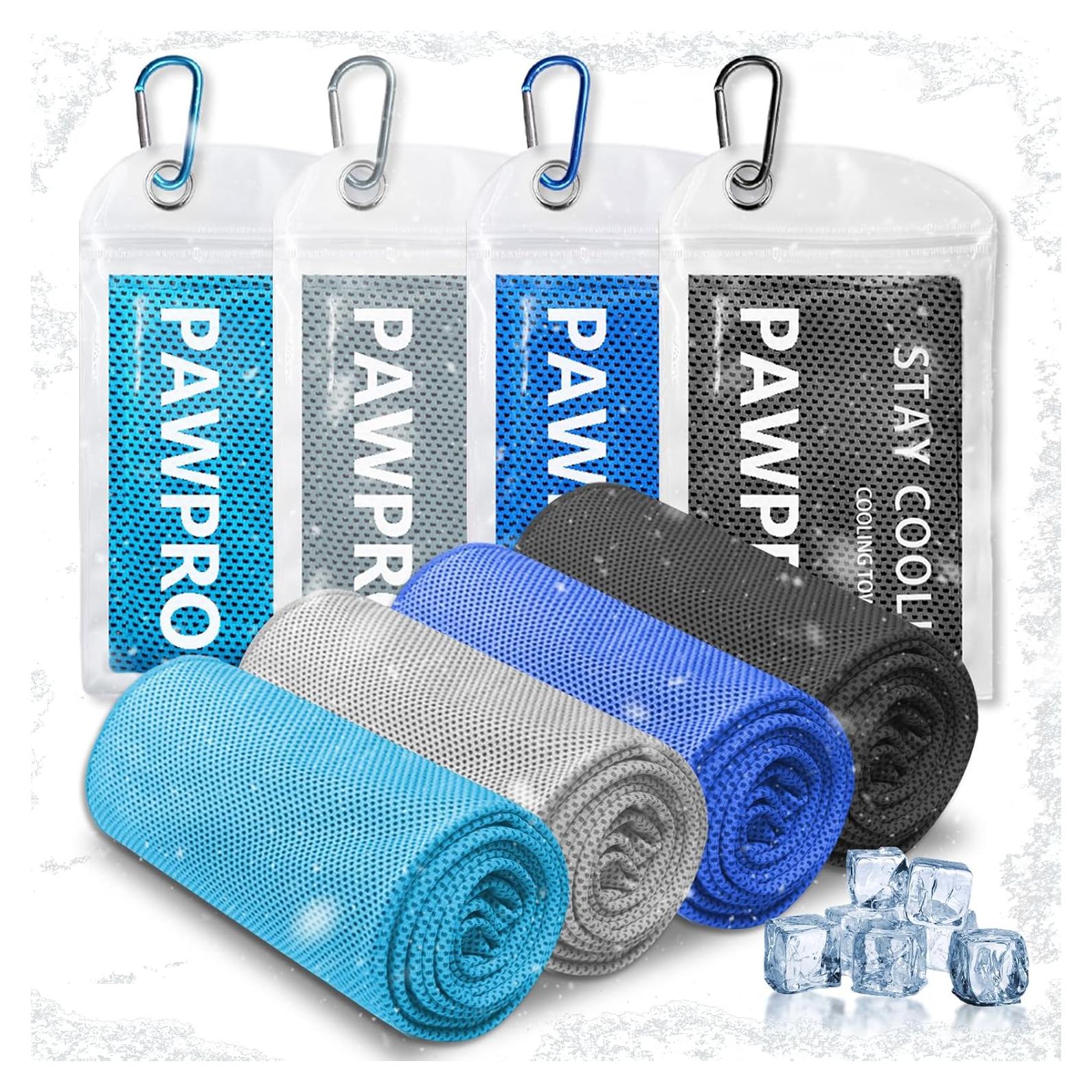 4 Toallas Enfriadoras PAWPRO Multicolor para Gimnasio y Yoga