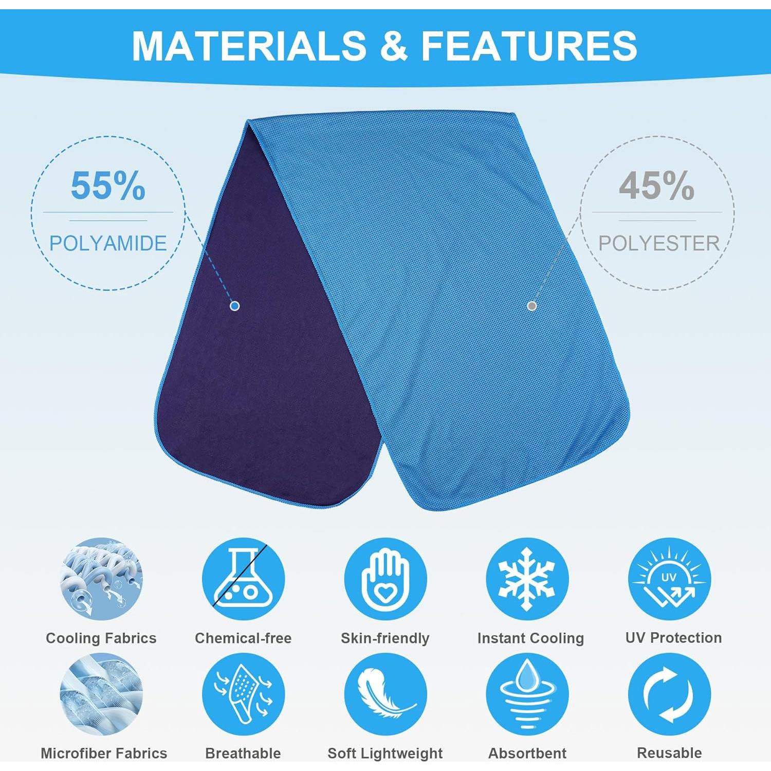 Toallas de Enfriamiento U-pick 4 Unidades Microfibra 101.6x30.5cm