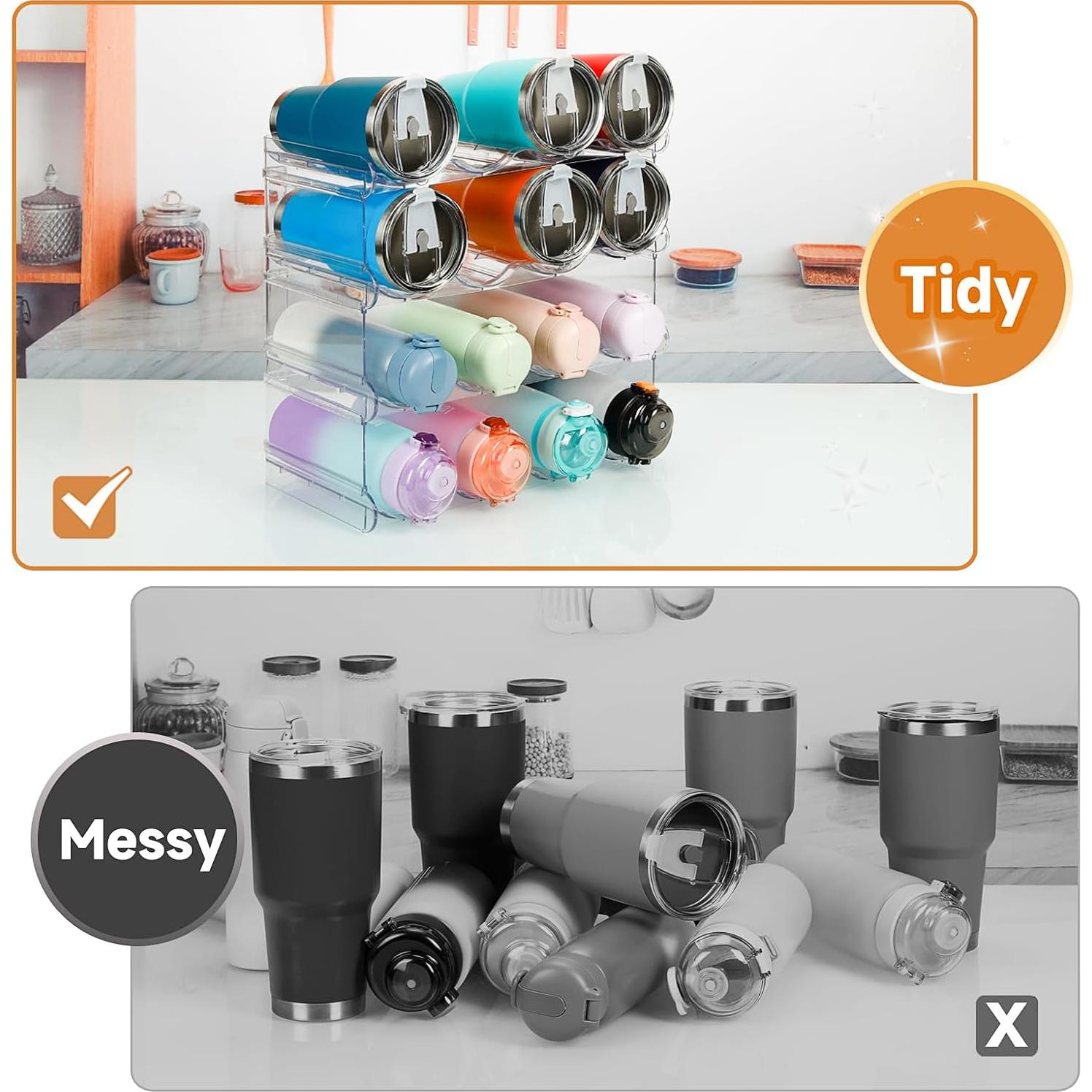 Organizador de Botellas de Agua Spospo 4 Niveles Transparente