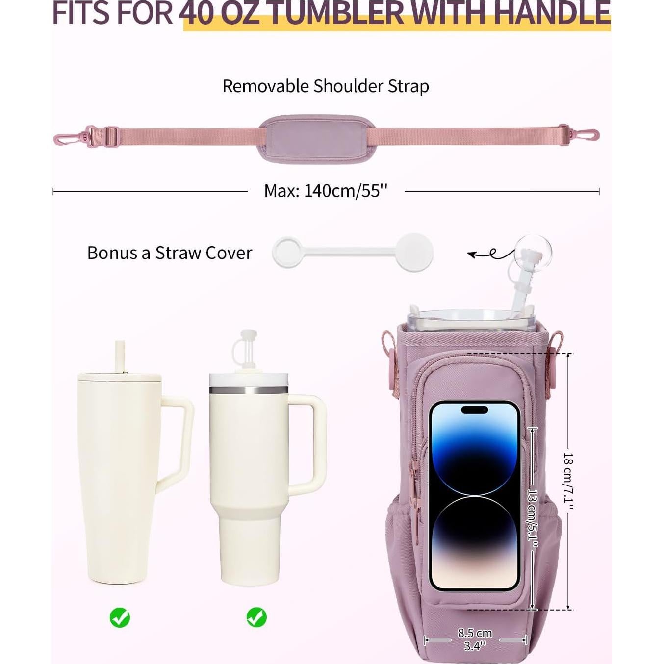 Bolsa Portabotellas de Agua Sportsnew Rosa 40 oz con Iniciales