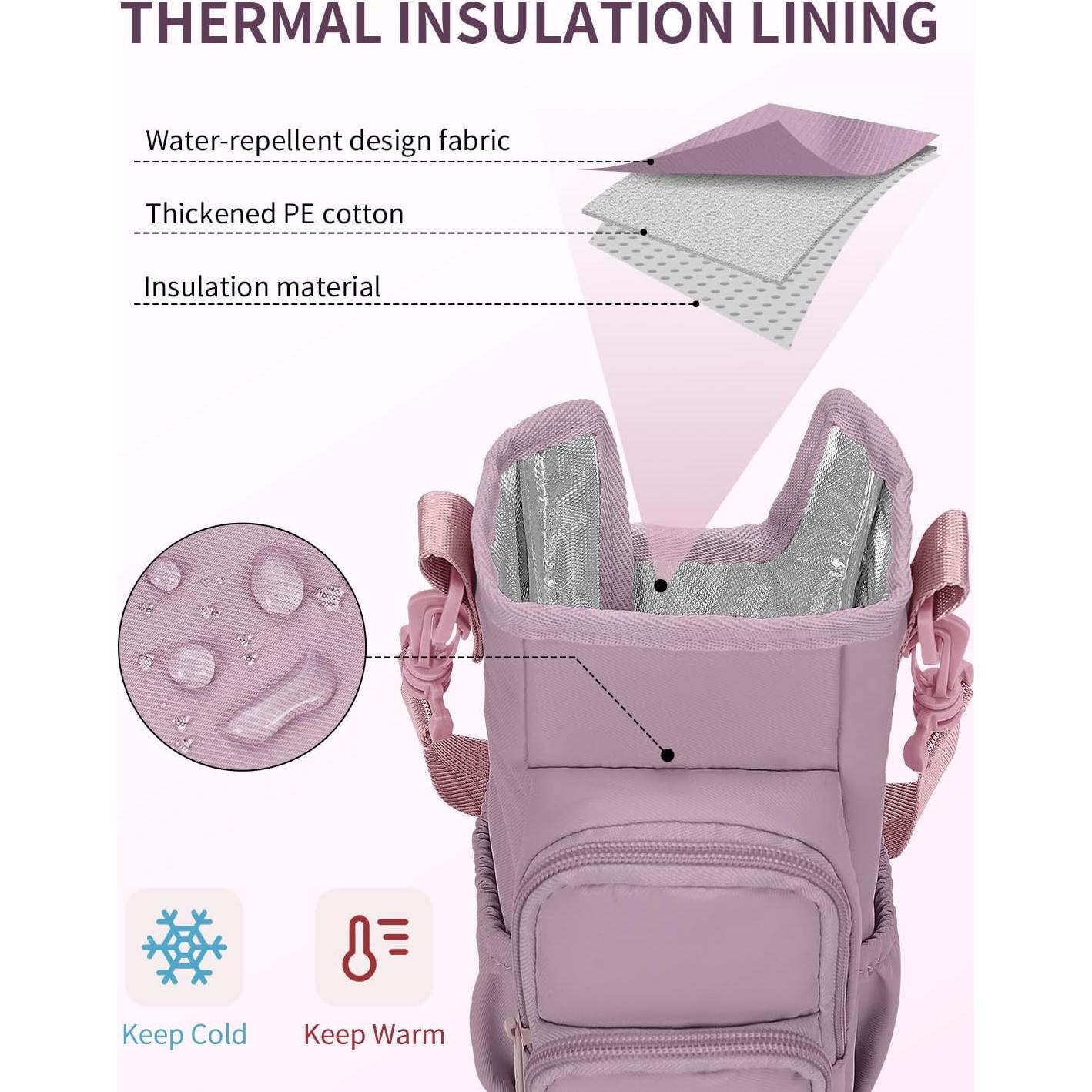 Bolsa Portabotellas de Agua Sportsnew Rosa 40 oz con Iniciales