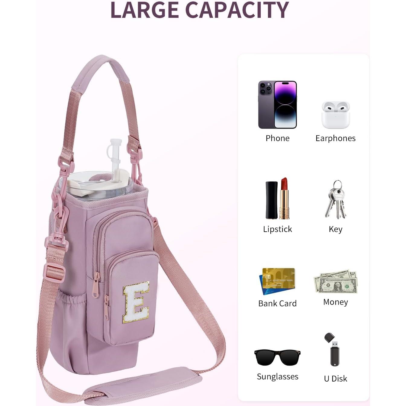 Bolsa Portabotellas de Agua Sportsnew Rosa 40 oz con Iniciales