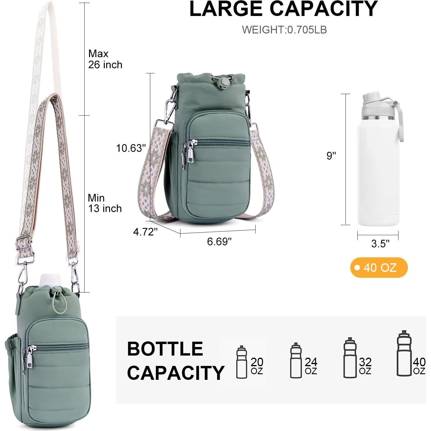 Bolsa Cruzada para Botella de Agua Lexiyat 40 oz Aislada Verde