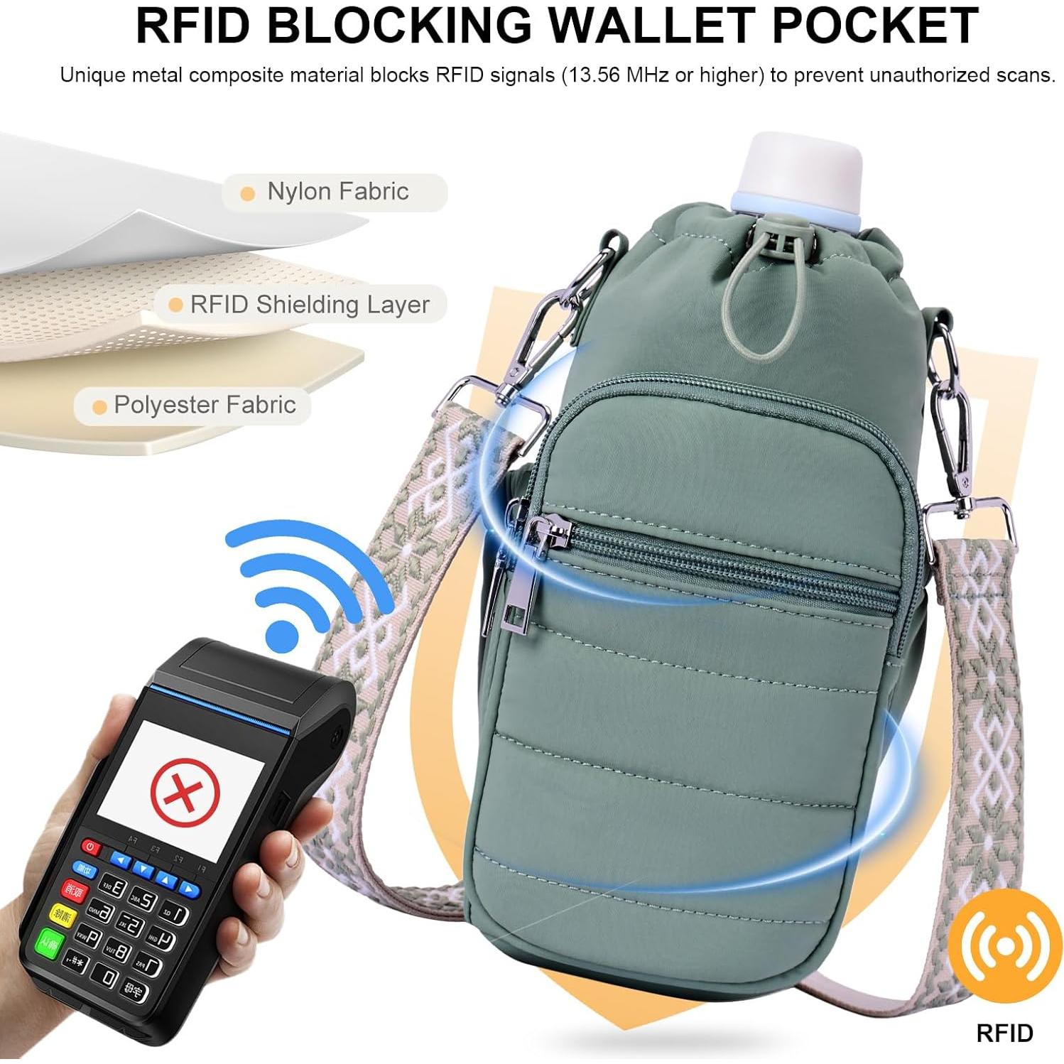 Bolsa Cruzada para Botella de Agua Lexiyat 40 oz Aislada Verde