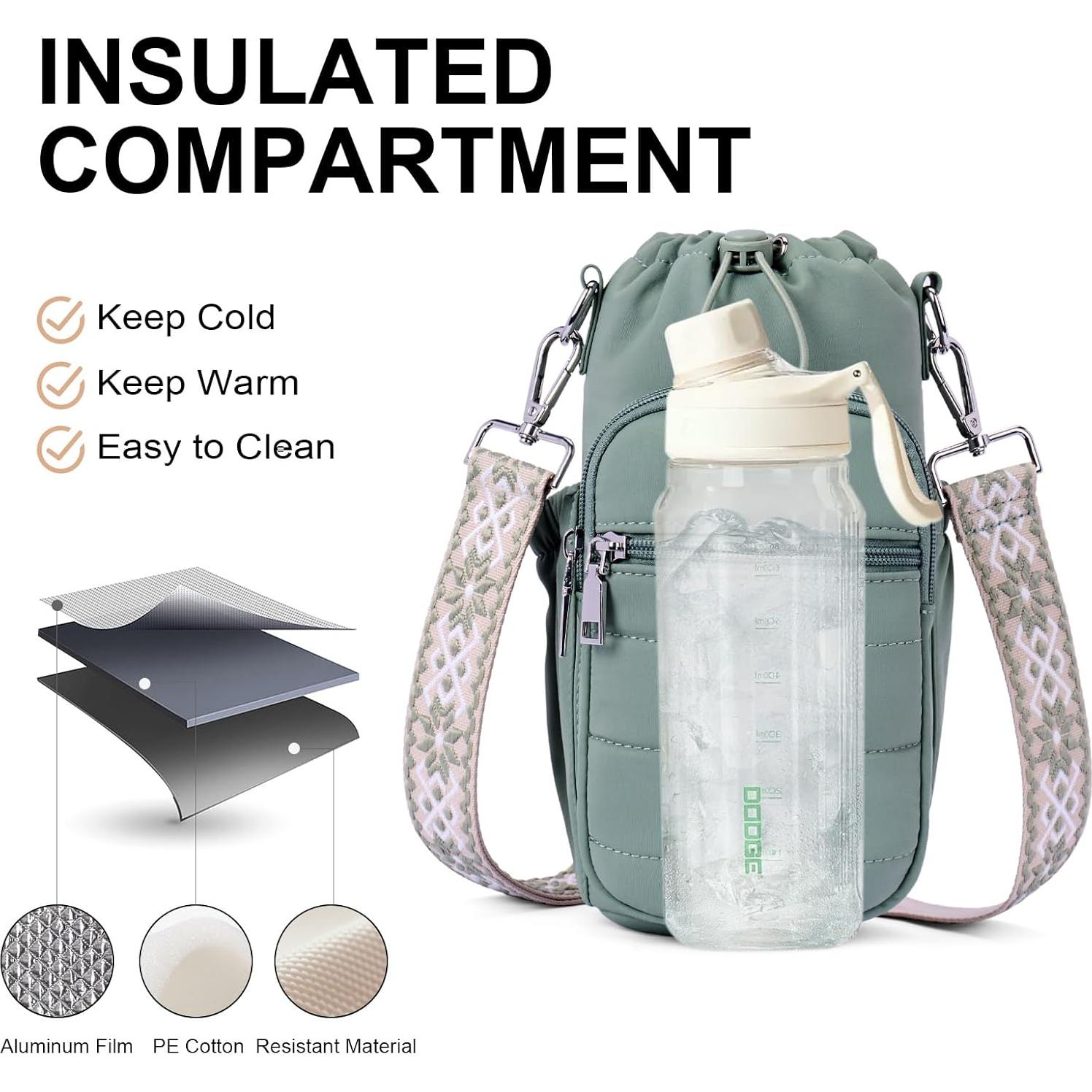 Bolsa Cruzada para Botella de Agua Lexiyat 40 oz Aislada Verde