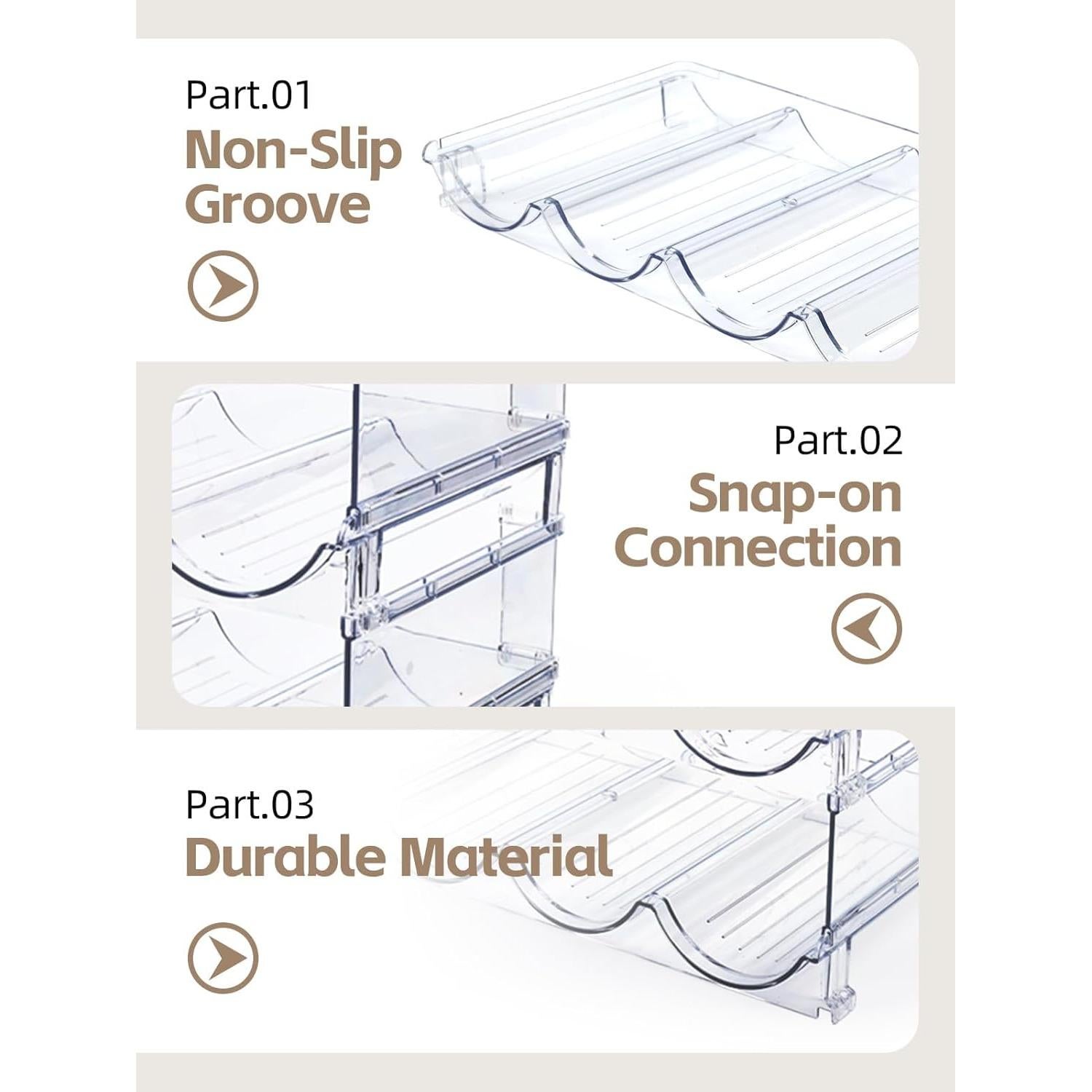 Organizador de Botellas TIDY SAVANT - 4 Estantes Apilables 16 Botellas