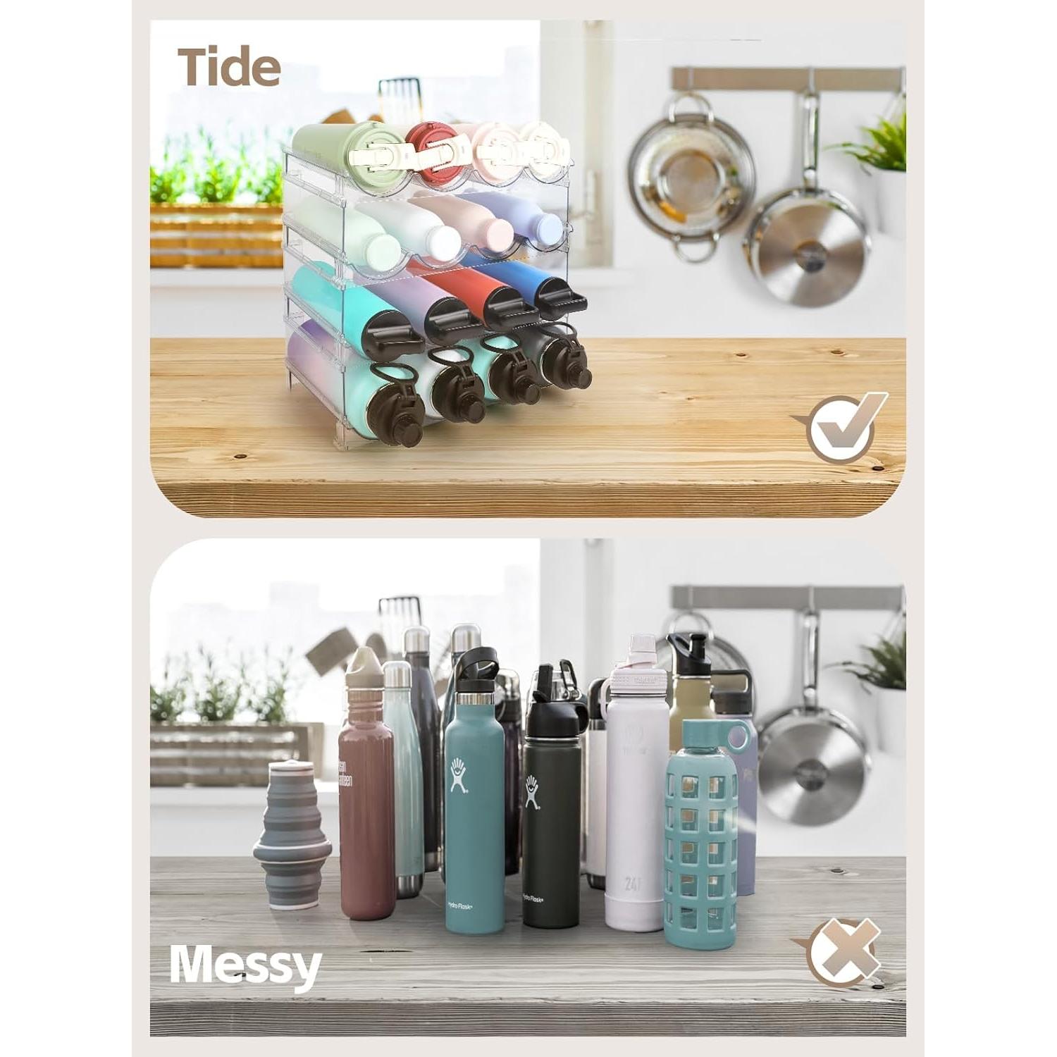 Organizador de Botellas TIDY SAVANT - 4 Estantes Apilables 16 Botellas