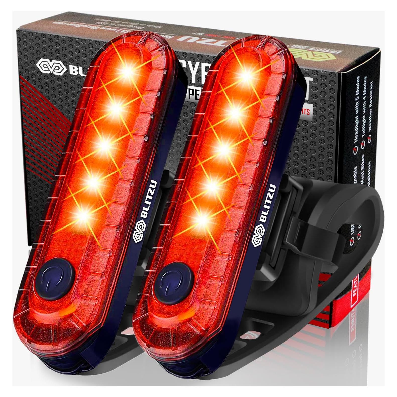 Luces Traseras LED Recargables BLITZU Cyborg 120T - 2 Piezas