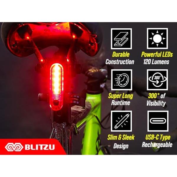 Luces Traseras LED Recargables BLITZU Cyborg 120T - 2 Piezas