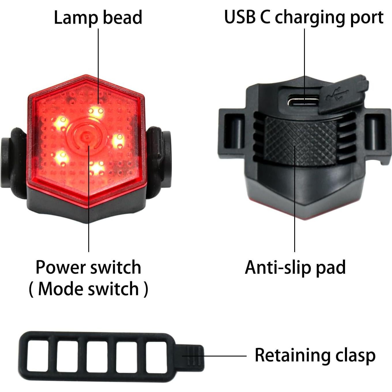 Paquete de 4 luces traseras LED recargables Hilngav Z3 USB-C