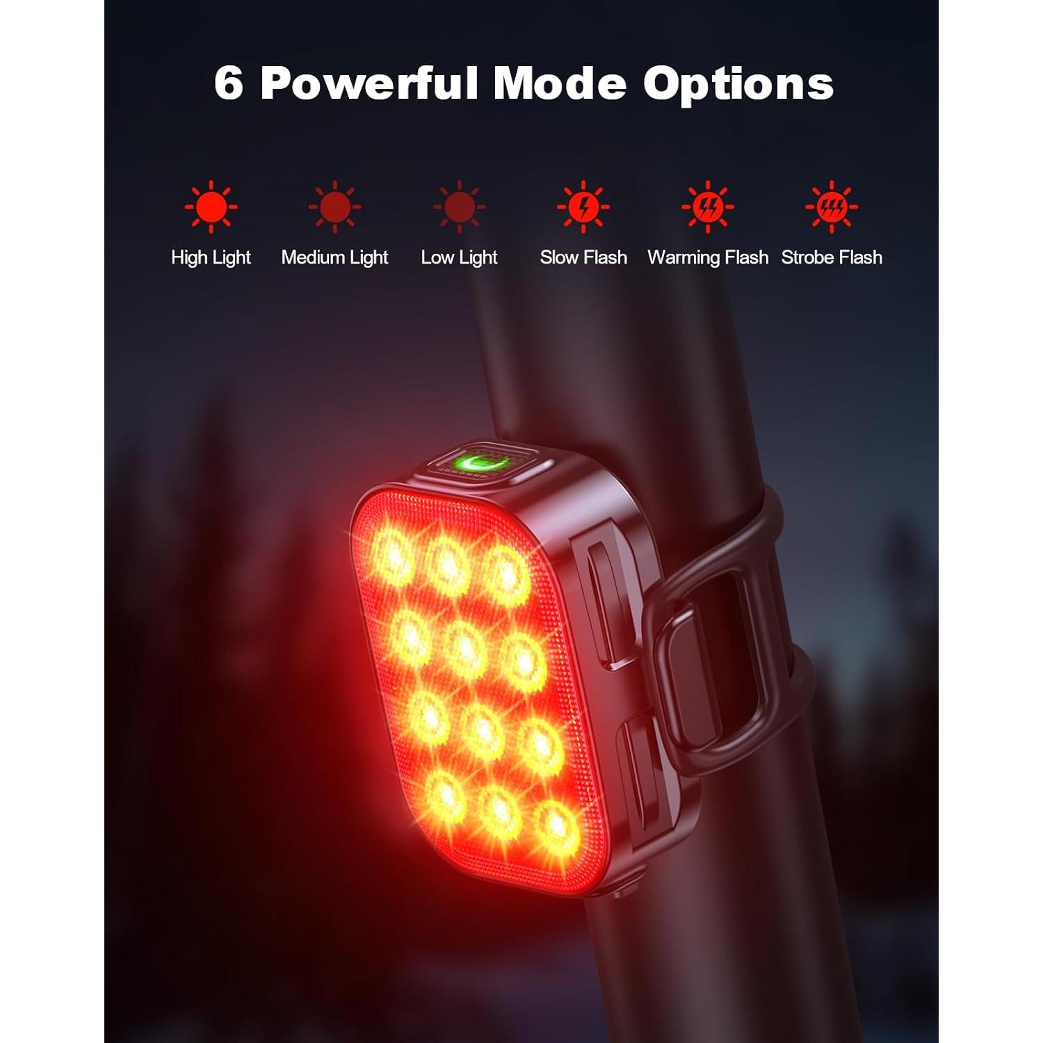 Luz Trasera para Bicicleta ISEYOU - 2 Piezas, Impermeable IP65