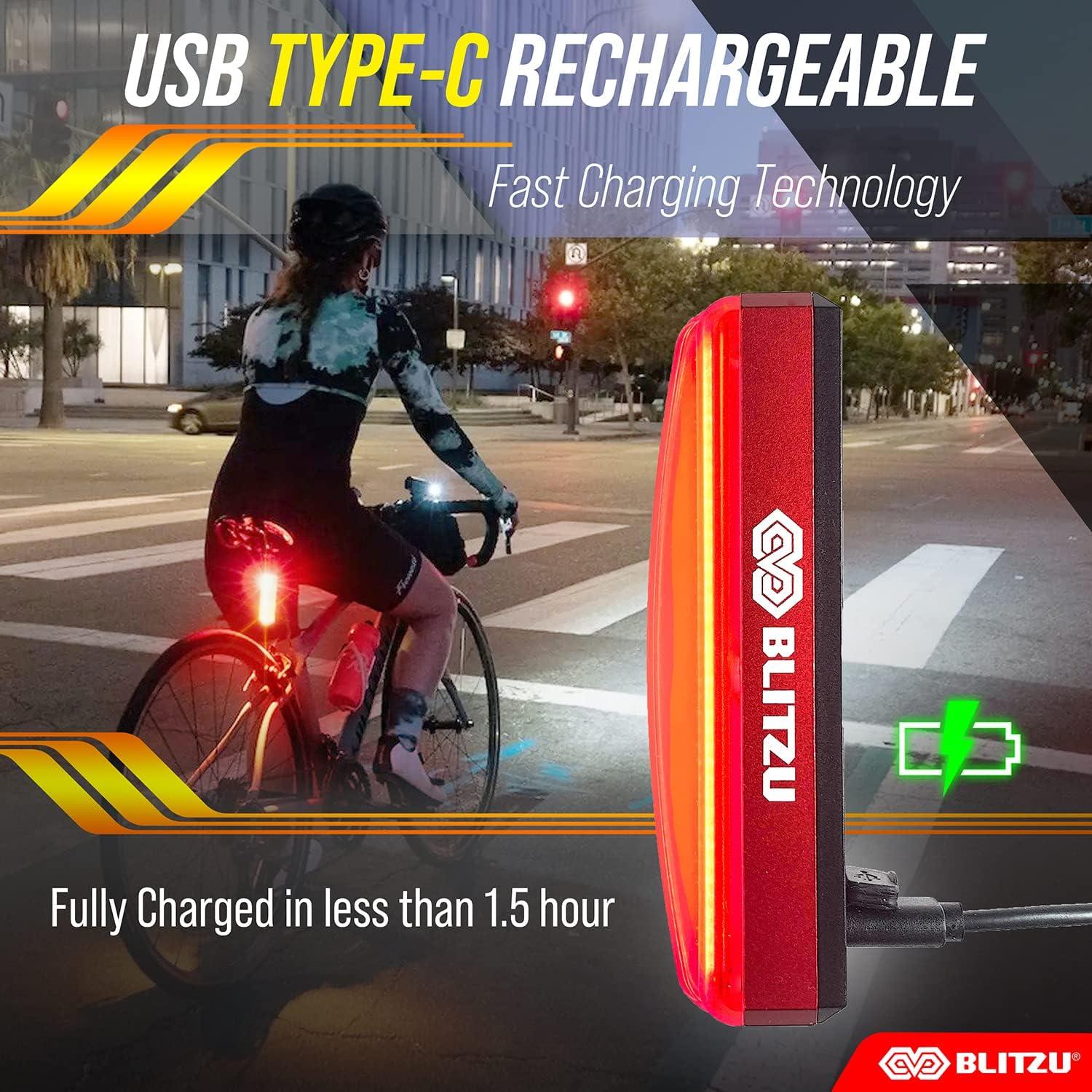 Luz Trasera de Bicicleta BLITZU Cyborg 200T LED USB-C 200 Lúmenes