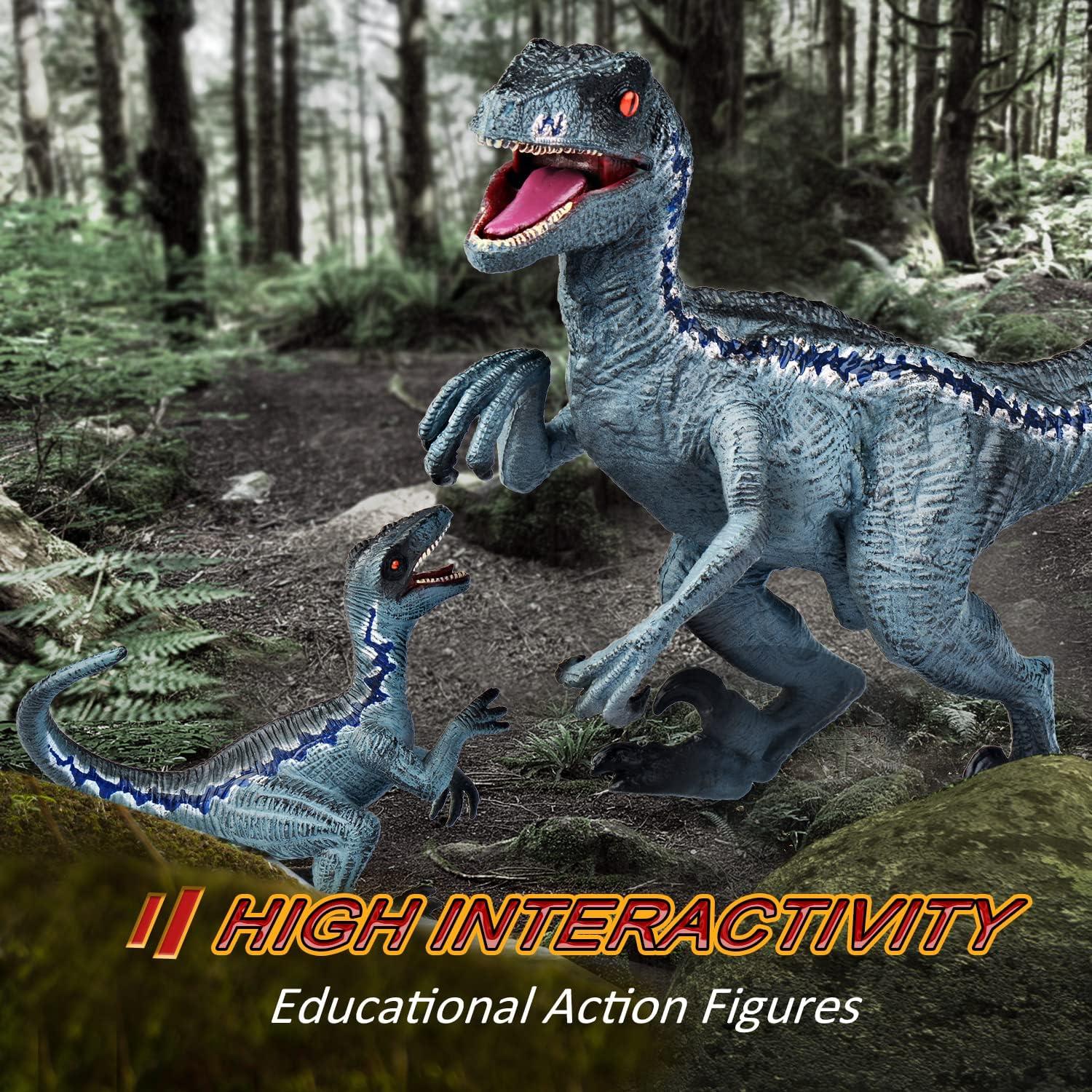 Figura de Dinosaurio Velociraptor Azul JR PARK 39 cm Realista