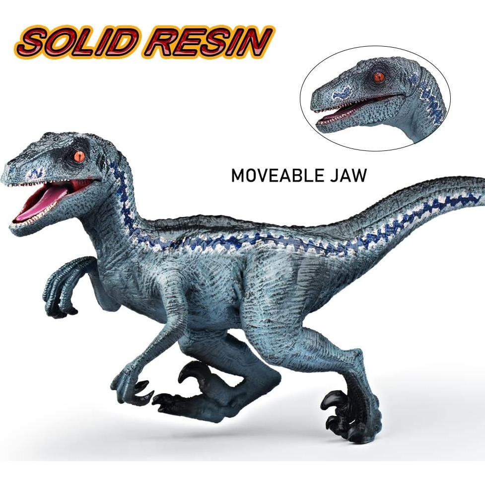 Figura de Dinosaurio Velociraptor Azul JR PARK 39 cm Realista