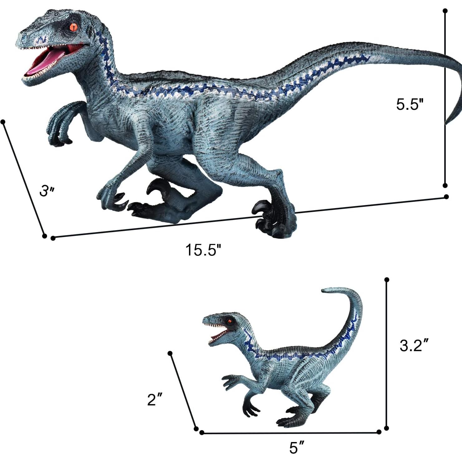 Figura de Dinosaurio Velociraptor Azul JR PARK 39 cm Realista