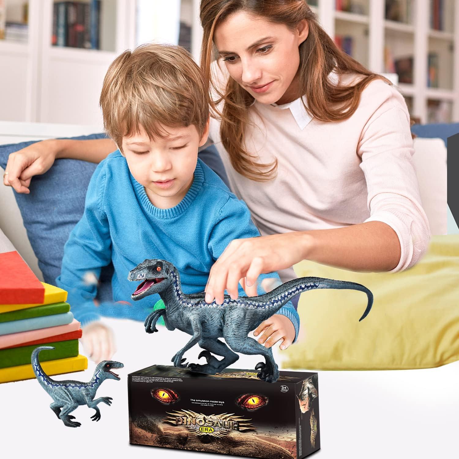 Figura de Dinosaurio Velociraptor Azul JR PARK 39 cm Realista