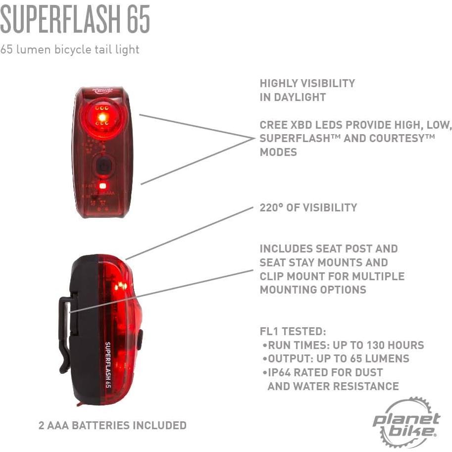 Luz Trasera para Bicicleta Planet Bike Superflash 65 Rojo