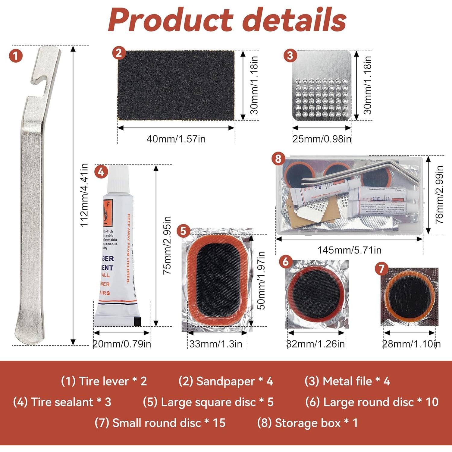 Kit de Reparación de Neumáticos DDJ 43 Piezas para Bicicletas
