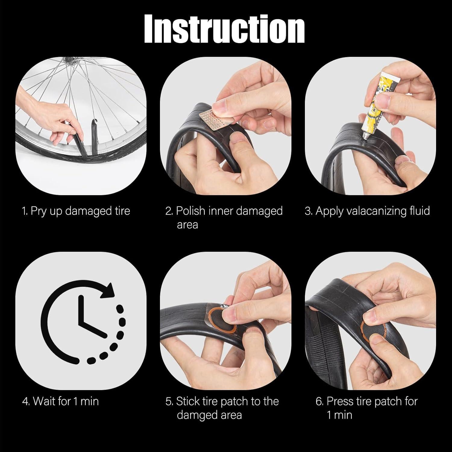 Kit de Reparación de Neumáticos de Bicicleta Dexnoca 30 Parches