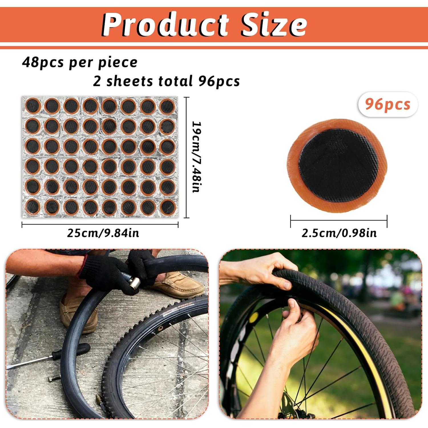 Kit de 96 Parches de Neumático de Bicicleta Mozeat Lens 25mm