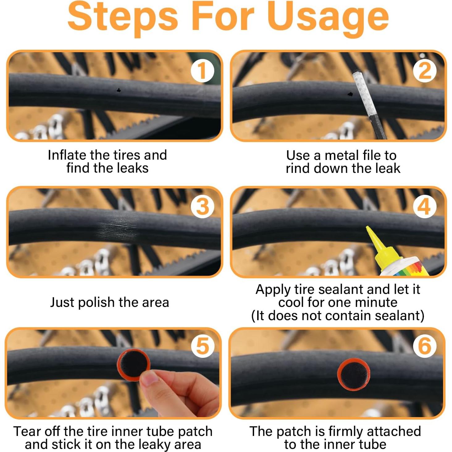 Giantree 96 Piezas Parche de Neumático de Bicicleta Goma