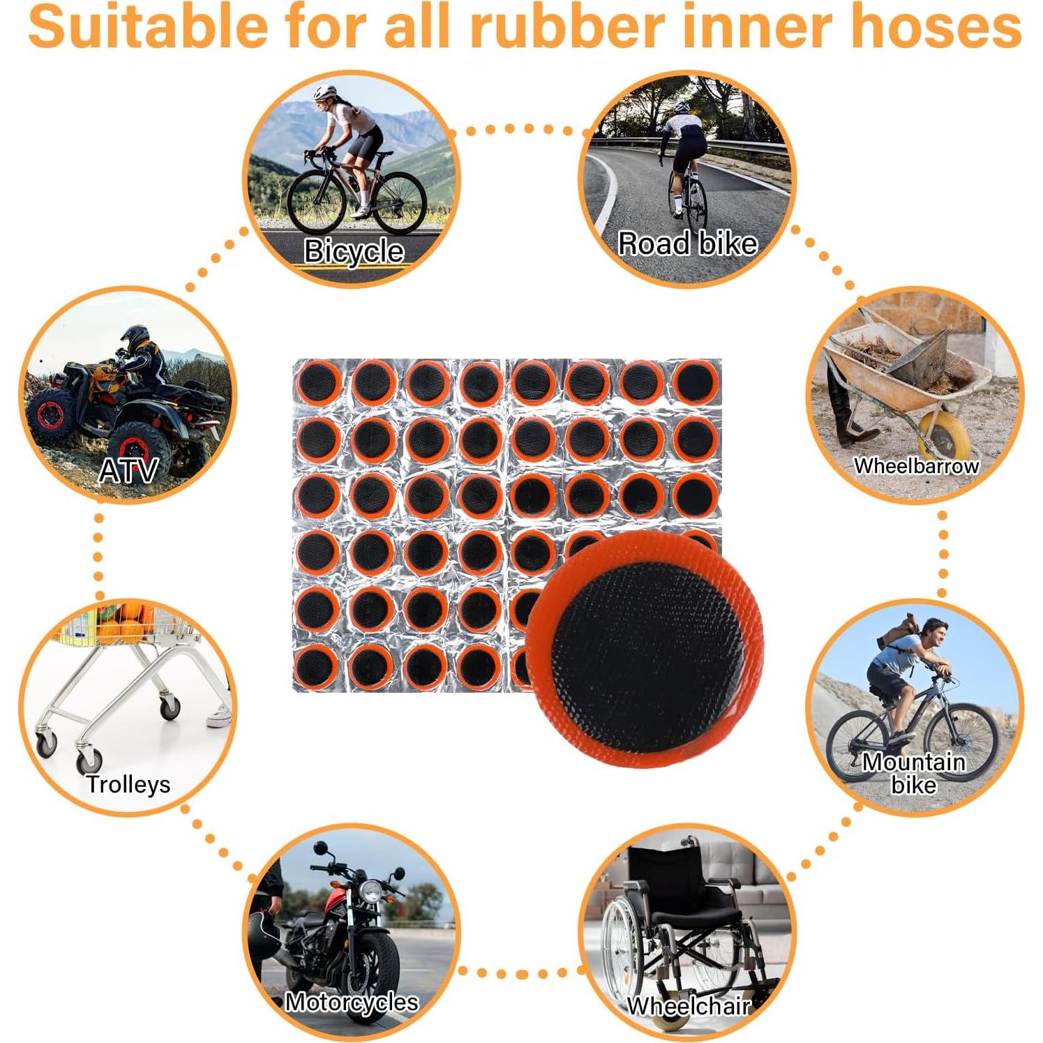 Giantree 96 Piezas Parche de Neumático de Bicicleta Goma