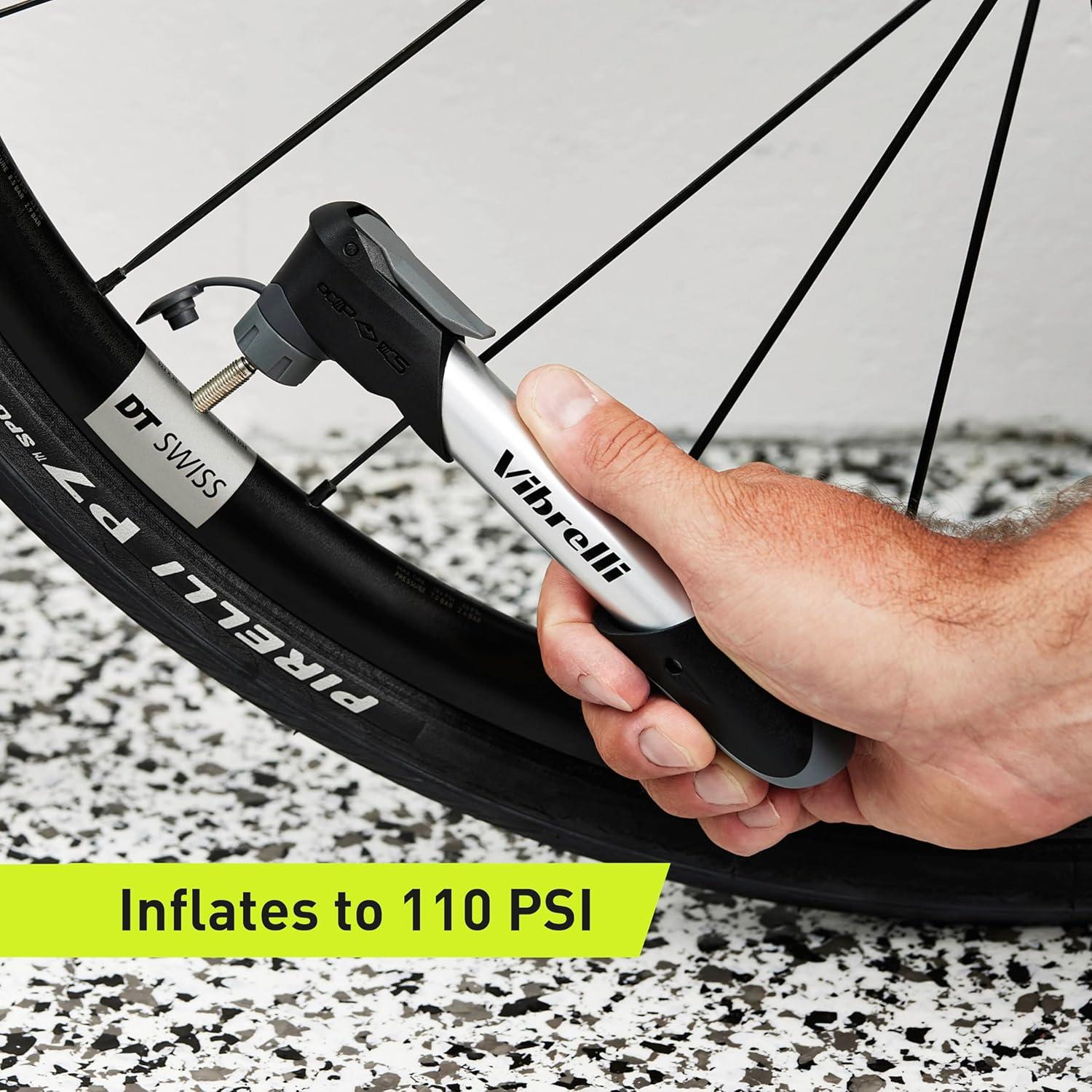 Bomba de Bicicleta Mini Vibrelli - 120 PSI - Presta y Schrader