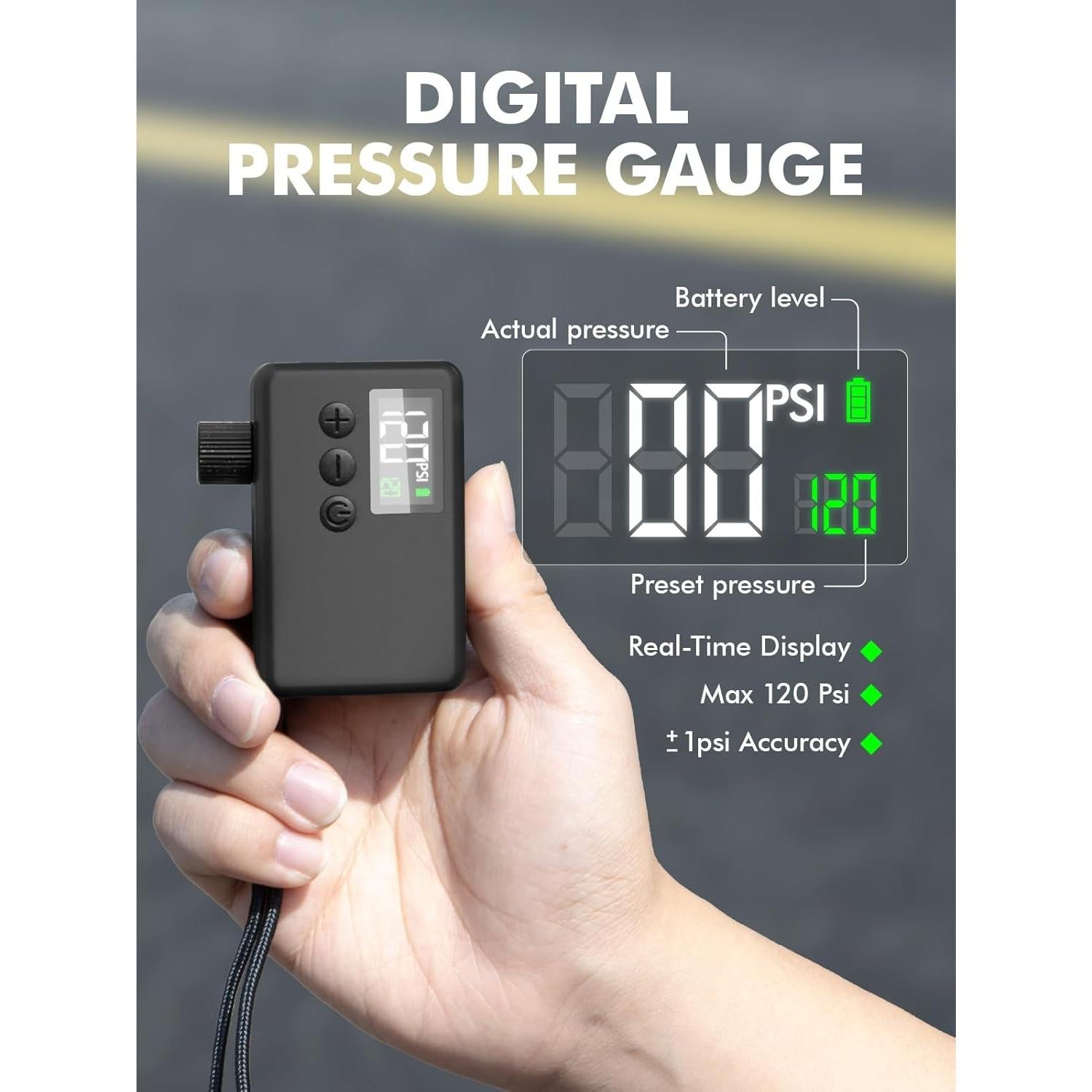 Mini Bomba de Aire Eléctrica GPUTEK BL01 120 PSI Portátil