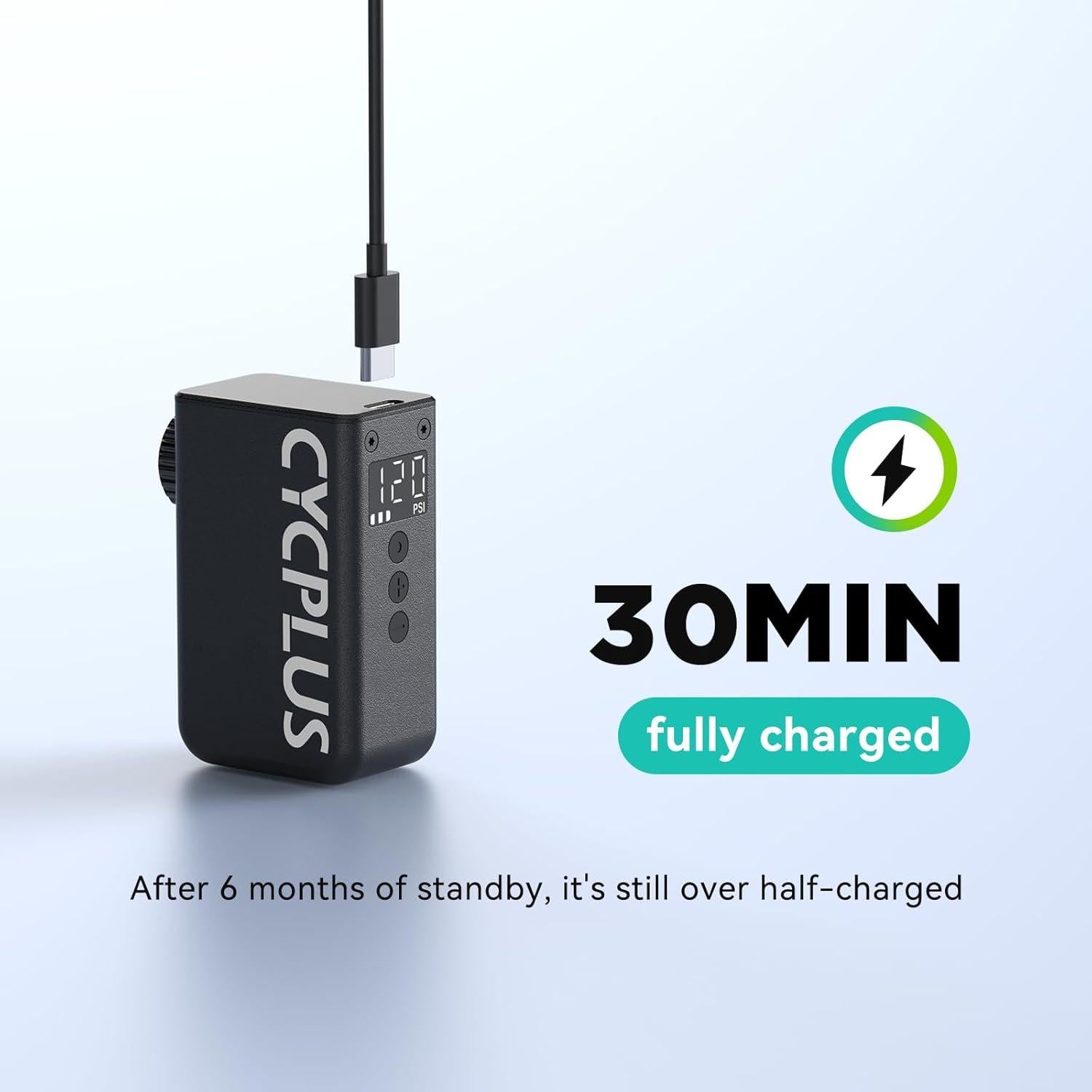 Bomba Eléctrica CYCPLUS AS2 Pro Mini con Manómetro 120 PSI