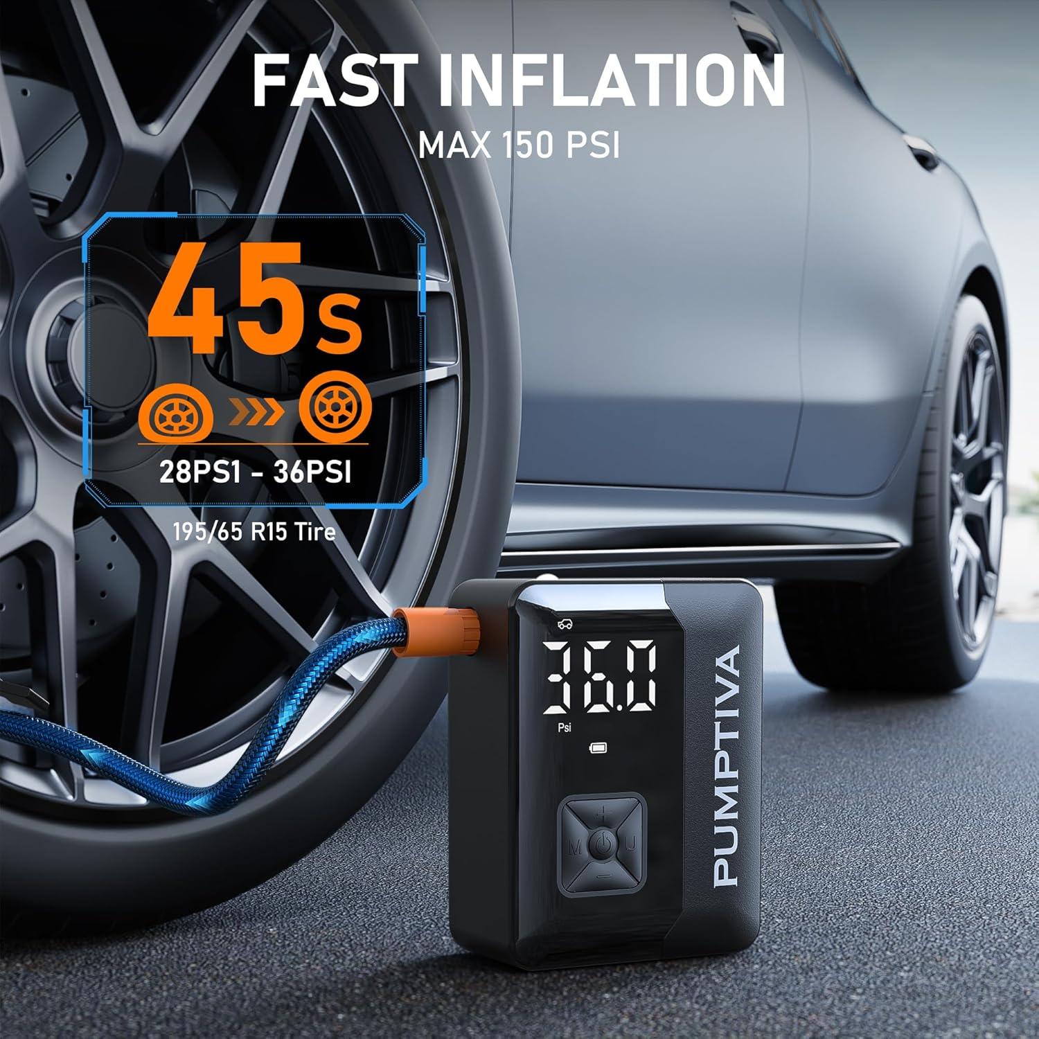 Compresor de Aire Portátil Pumptiva P011 150 PSI con Luz LED