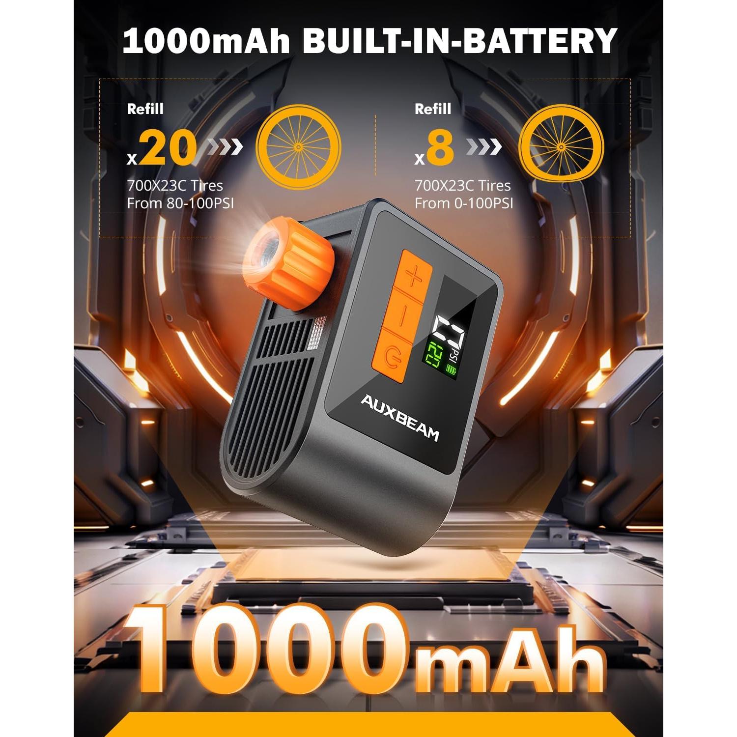 Bomba de Bicicleta Auxbeam AB-BL03 120PSI con Manómetro